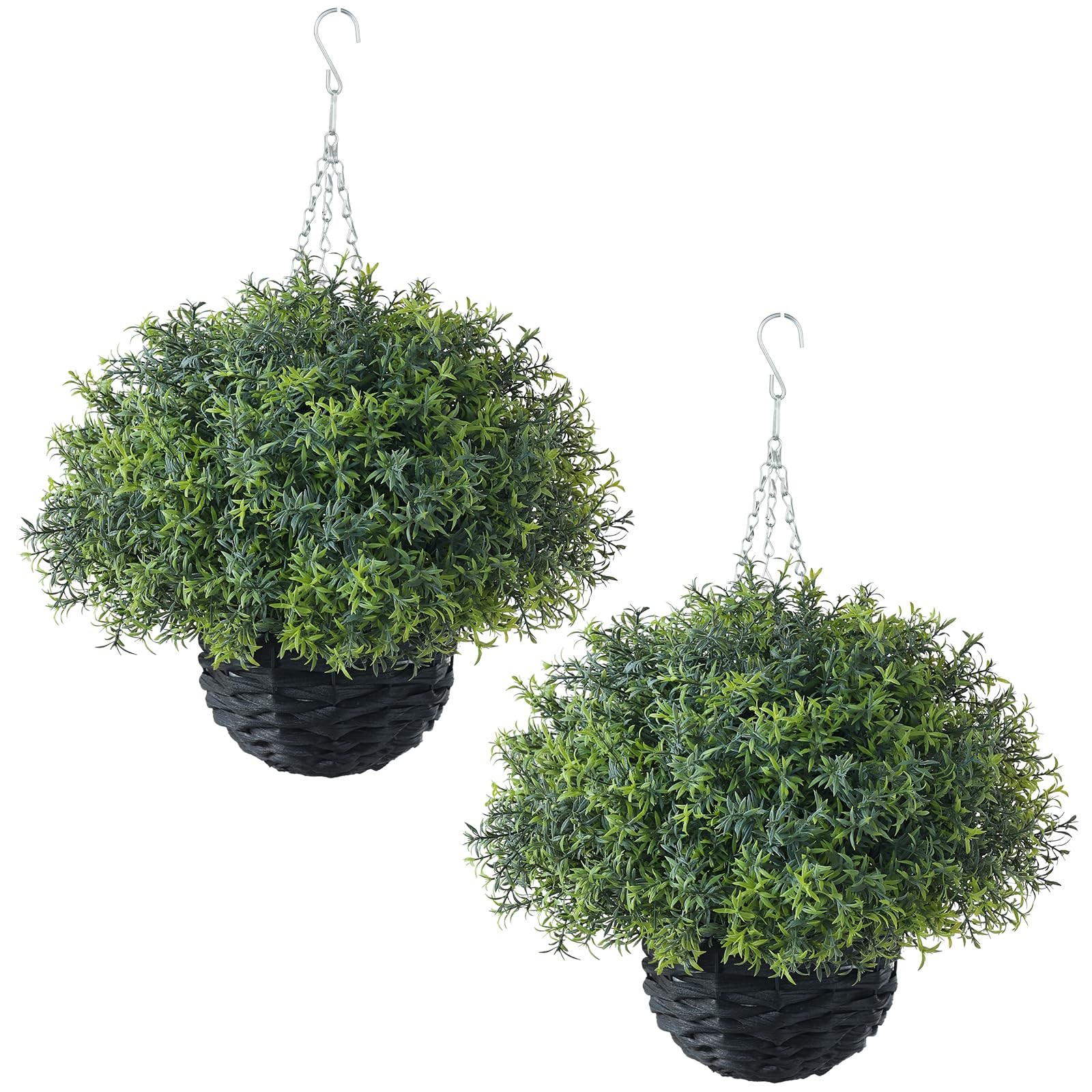 Artificial Rosemary Hanging Basket – 2 Sets with Baskets, Hanging Plants Faux…