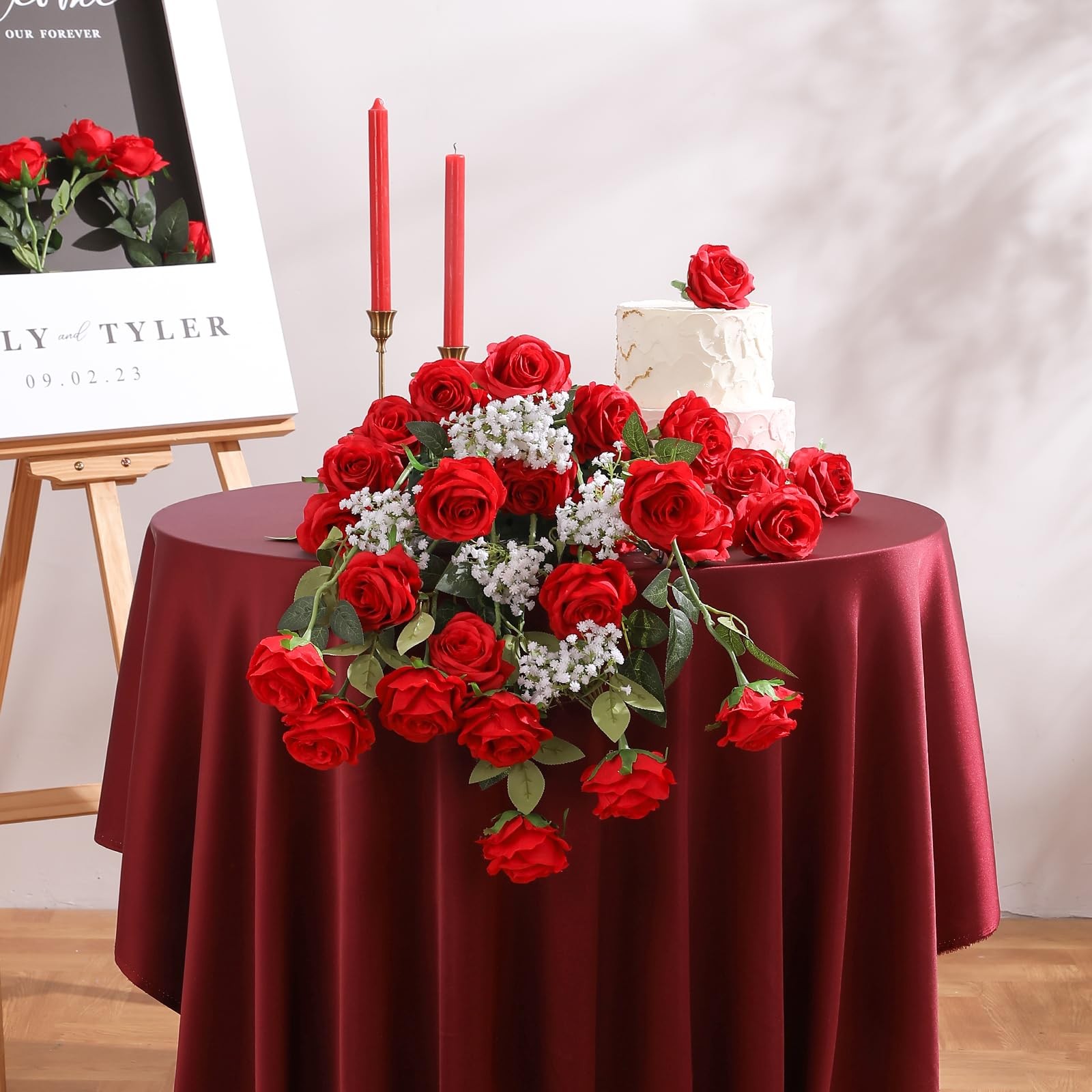36 Pcs Roses Artificial Flowers in Bulk, Realistic Long Stem Fake Silk Roses …
