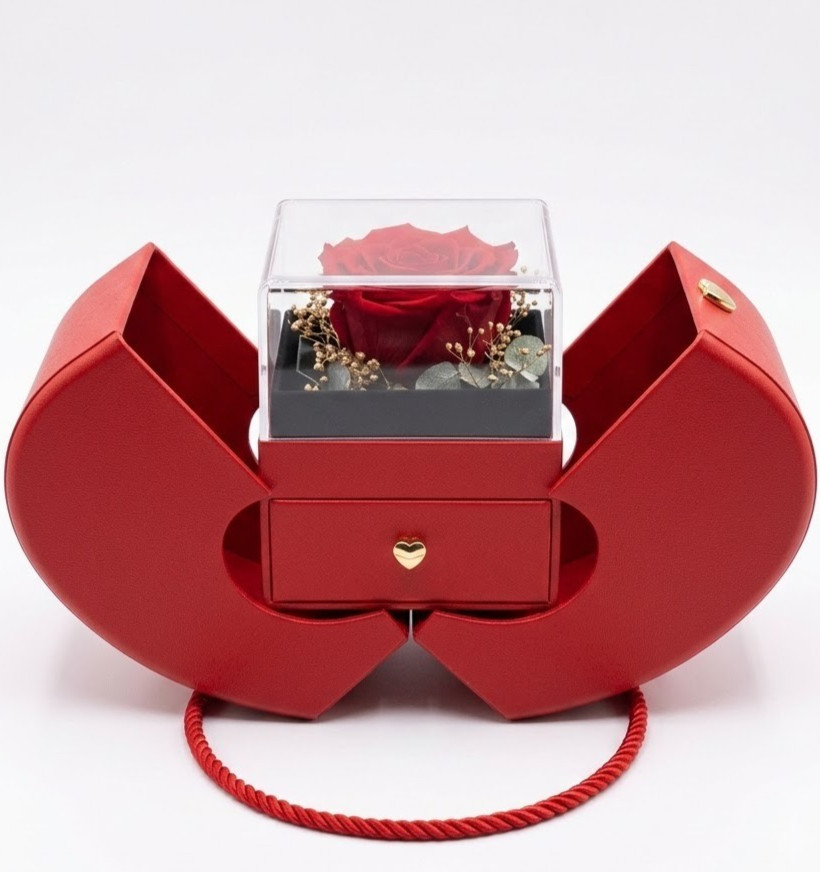 New Forever Eternal Preserved Roses Anniversary Proposal Gifts w/ Necklace