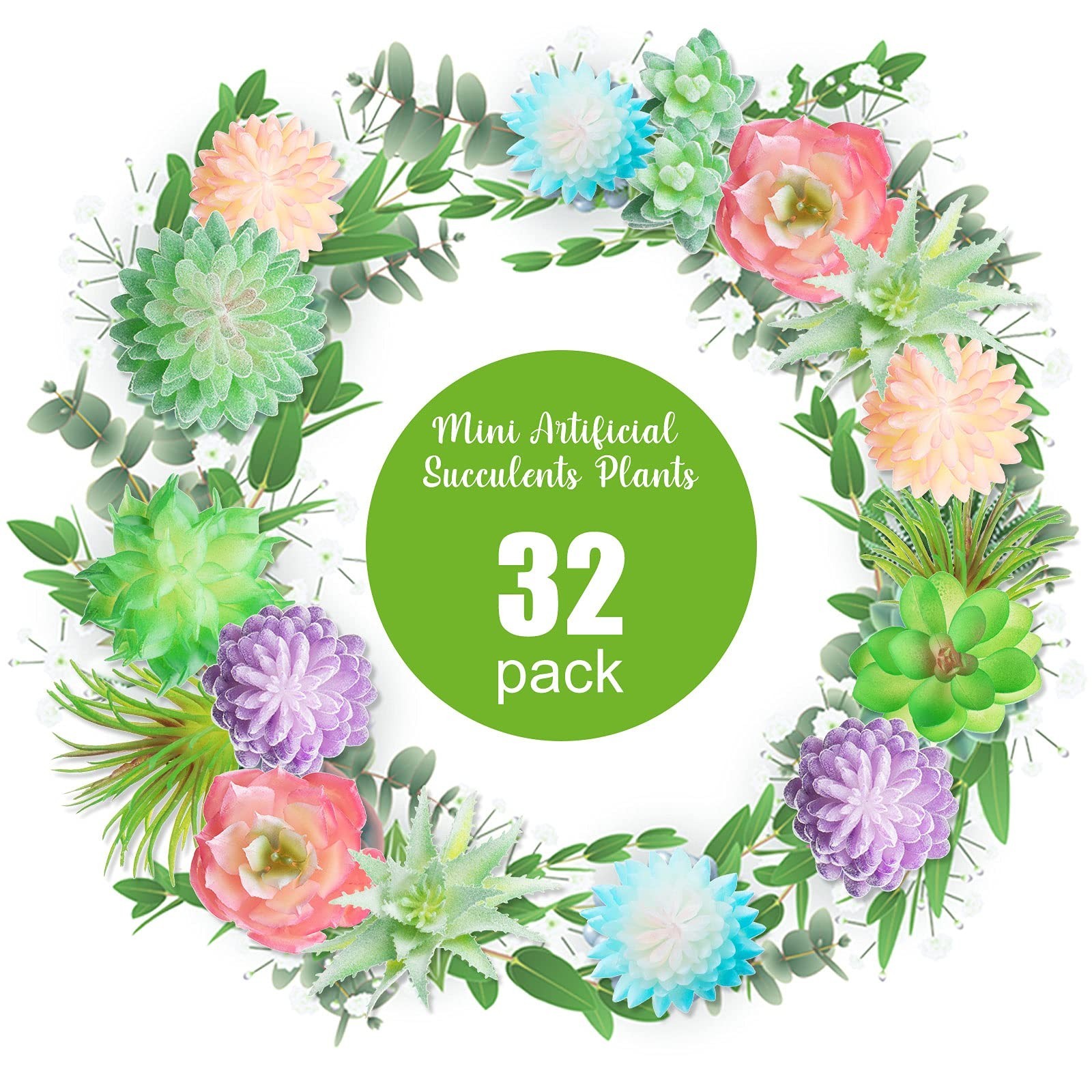32 Pcs Mini Fake Succulents – Colorful Faux Plants for DIY Decor, Home Centerpie