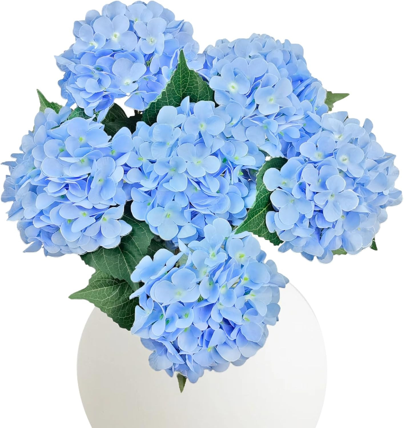 6PCS Blue Hydrangea Artificial Flowers, Bulk Silk Fake Flower with Stems, Faux H