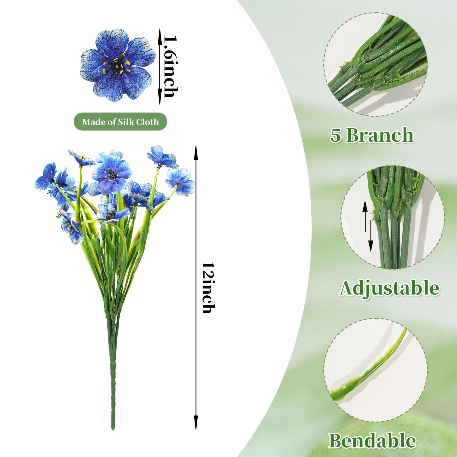 24 Bundles Artificial Flowers for Outdoor Decoration Artificial Plants Plasti…