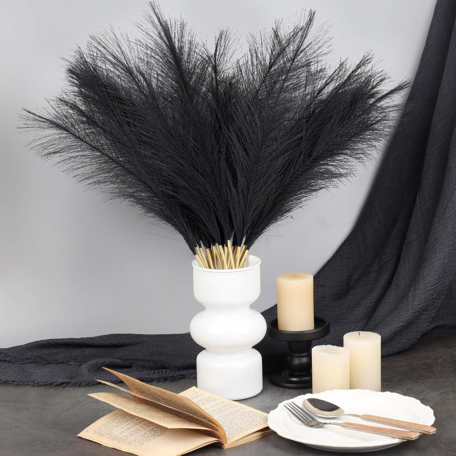 30Pcs Pampas Grass Decor,21″ Artificial Pompous Grass Bulk,Small Vase Filler Pom
