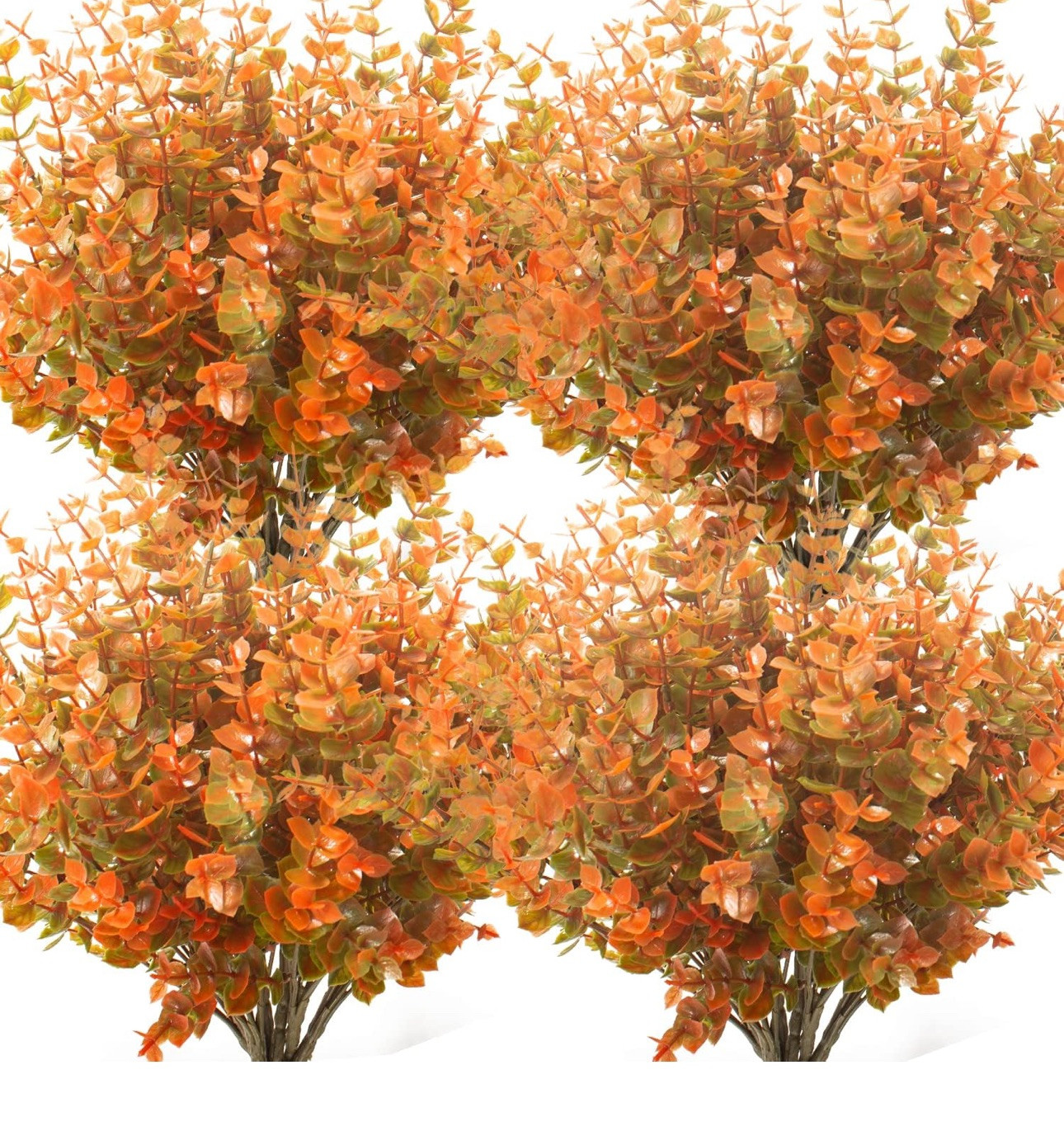 Grunyia 10 Bundle Artificial Fall Boxwood No Fade Faux Autumn Plants Brown