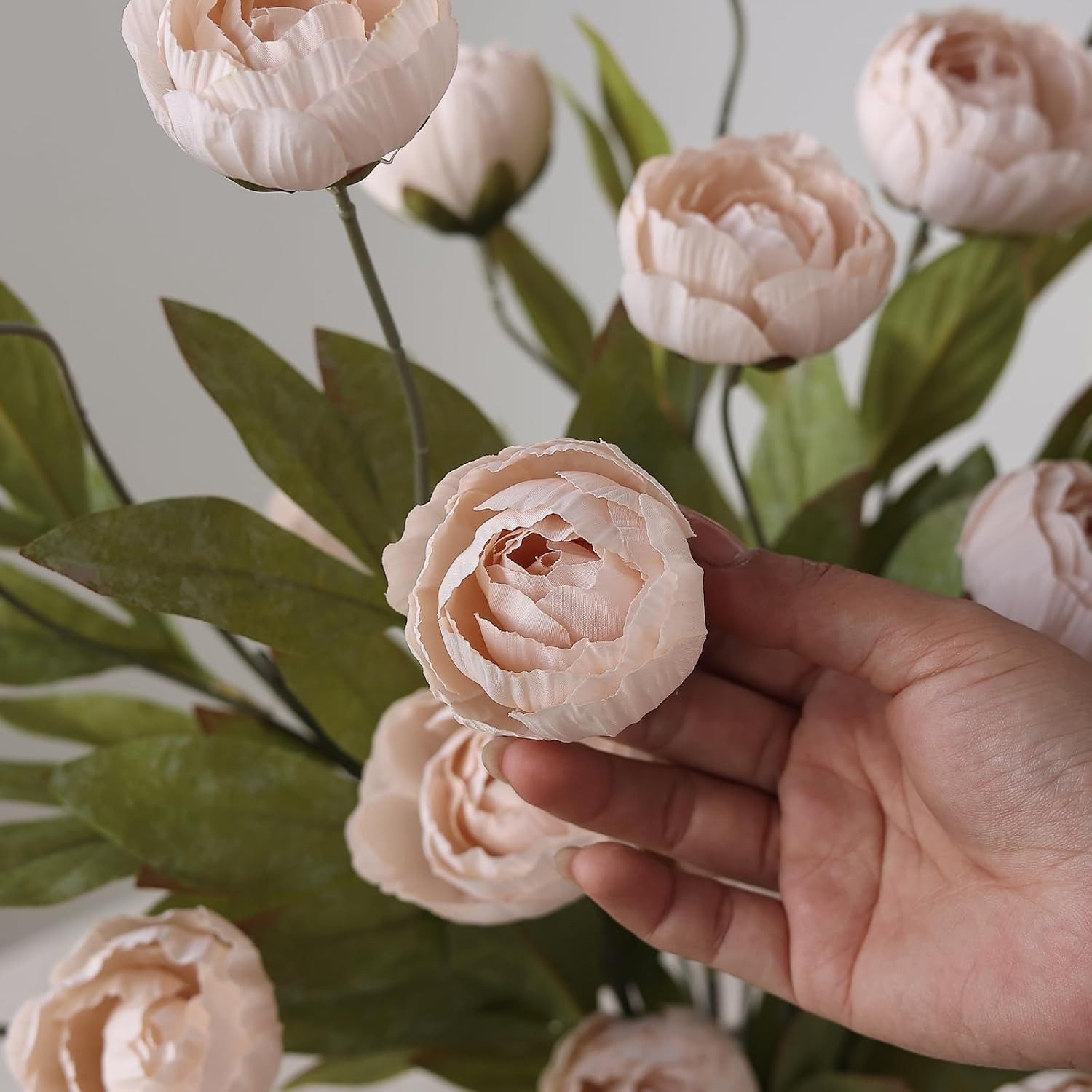 Faux Silk Peony Flowers 6 Pcs Artificial Peony Branches 27 Inch for Centerpieces