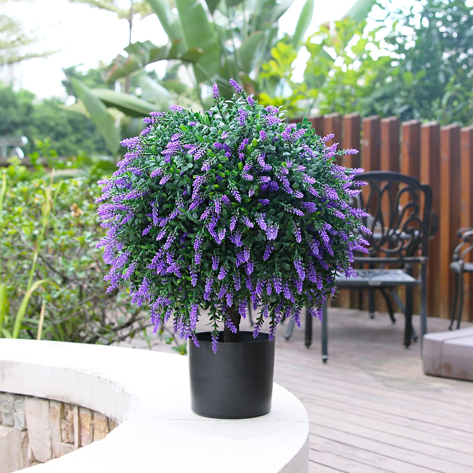 21.6” Tall Artificial Lavender Topiary Ball Tree Set of 2 Pack Potted Bushes …