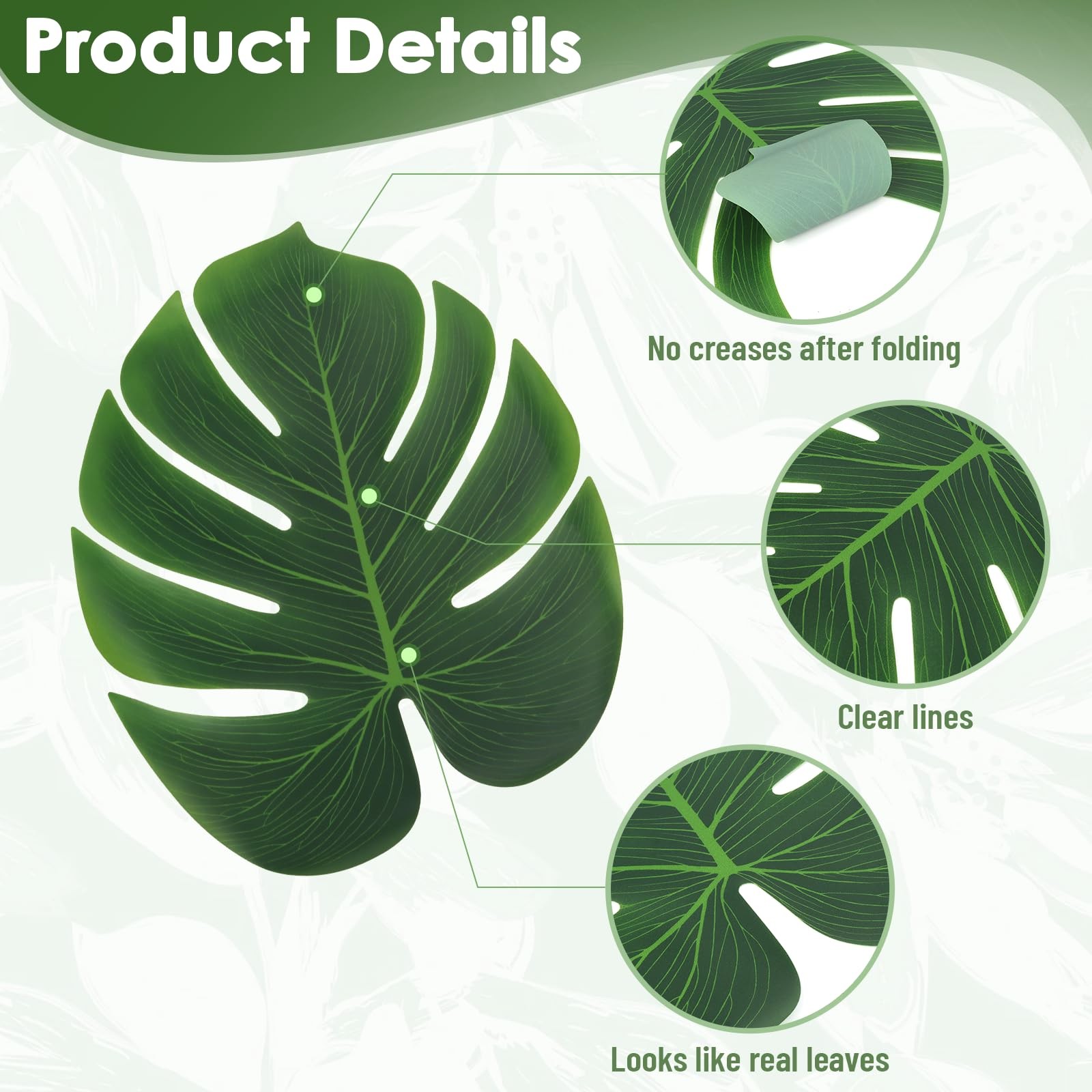 Artificial Palm Monstera Green Leaves for Party Table Decor, Realistic Tropic…