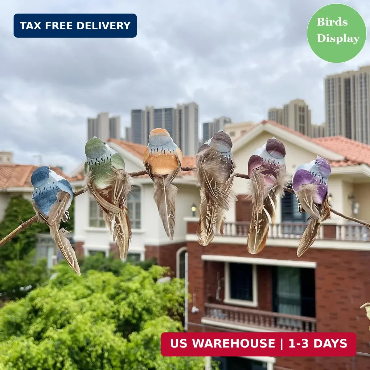 LWINGFLYER 6pcs 3.9-Inch Fake Birds Sparrow Foam Feather Artificial Birds Realis