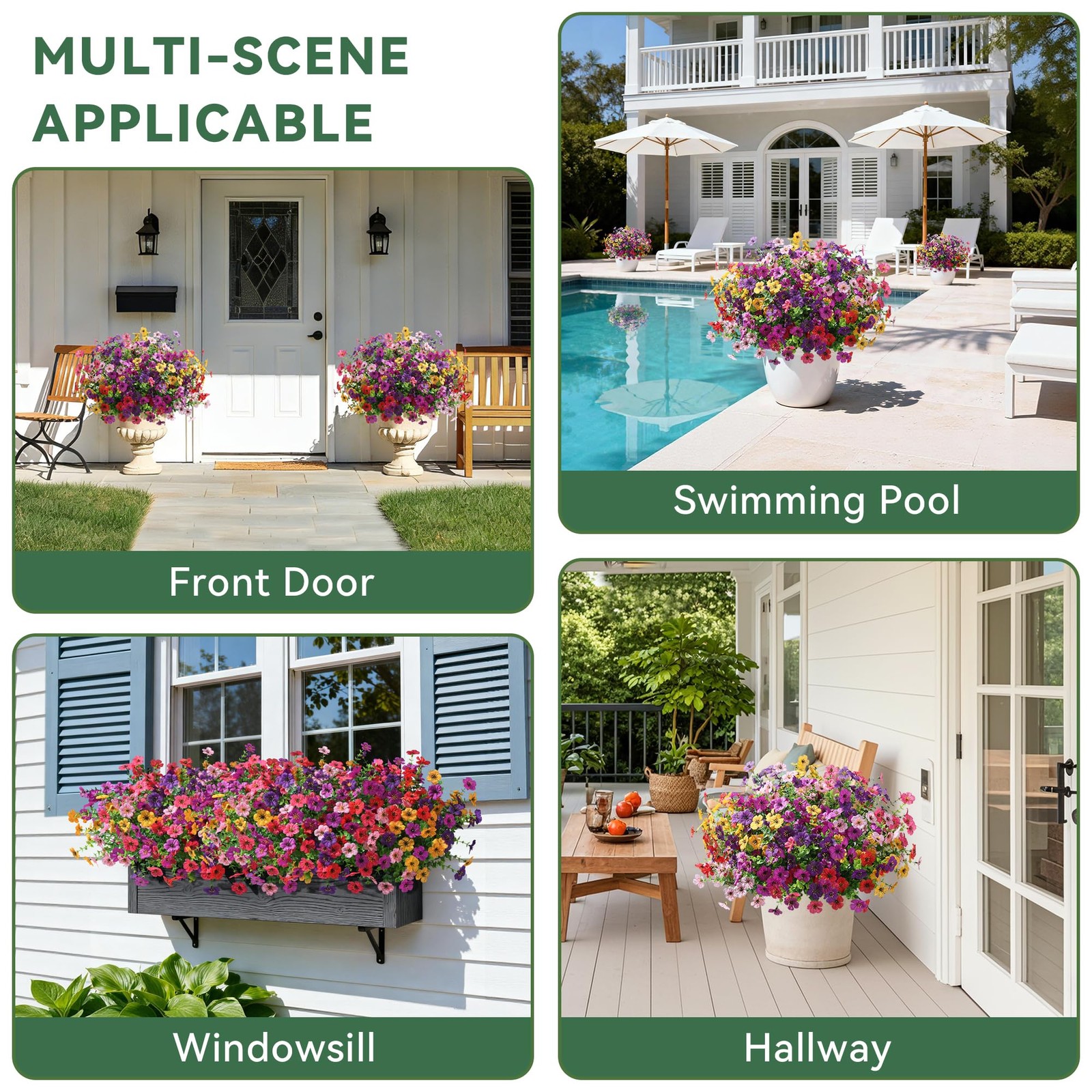 Artificial Flowers for Outdoor 24 Bundles Fake Mums with Eucalyptus Leaves UV…