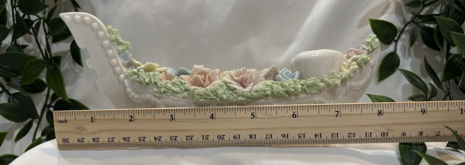 Vintage China Porcelain Gondala Lipstick Holder 3 Removable Roses