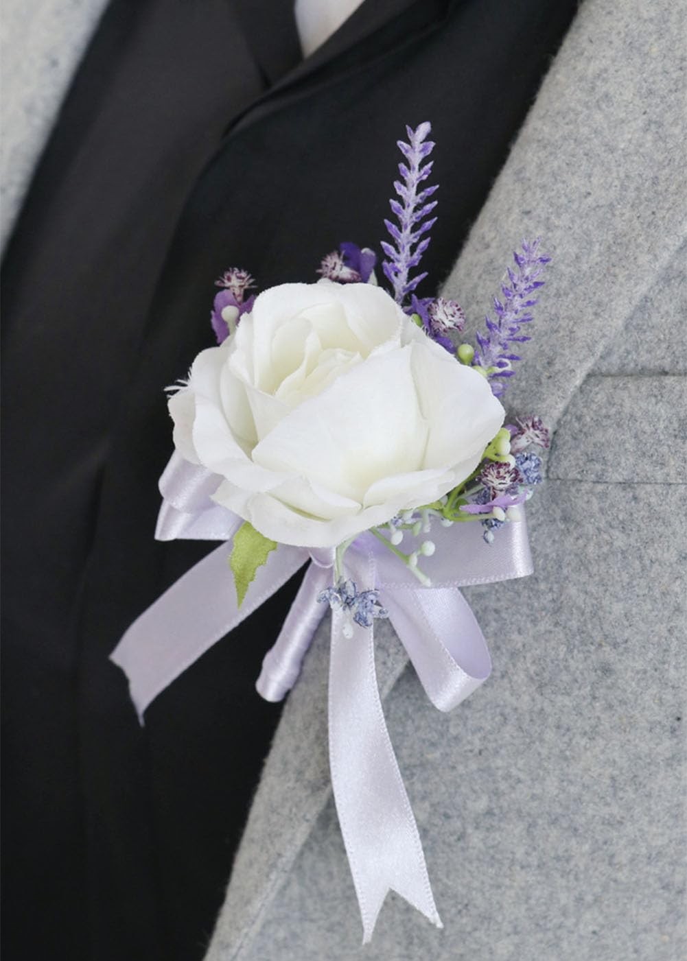 2 Pieces Homecoming Party Prom Artificial Wrist Corsage and Boutonniere Set, …