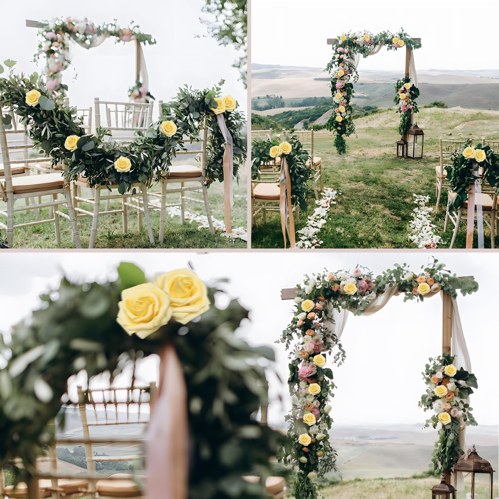 Creamy Yellow Foam Fake Roses Artificial Flowers Wedding Bridal 100 PCS