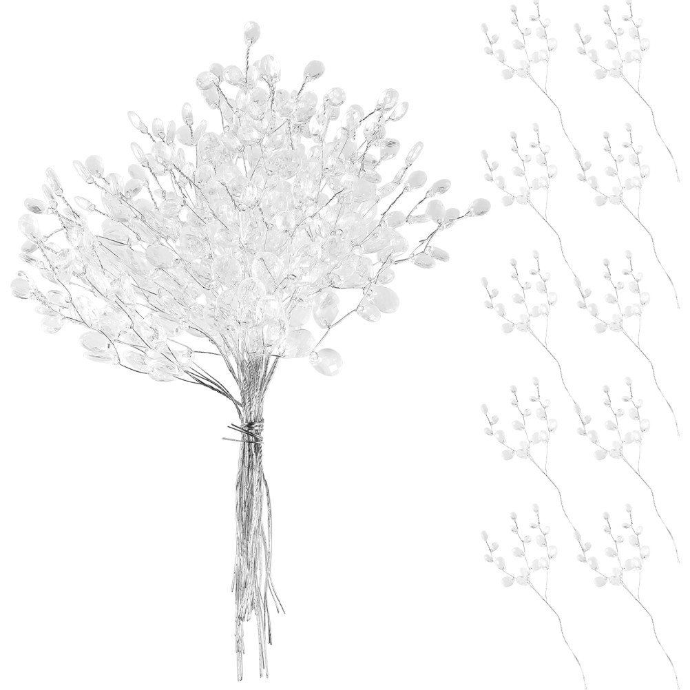 50 Stems Simulated Flower Branch Ornaments Bride Bridal Bouquet Bling