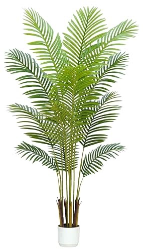 Artificial Palm Tree Indoor 5ft with White Pot,Realistic Leaves 5ft Palm Tree