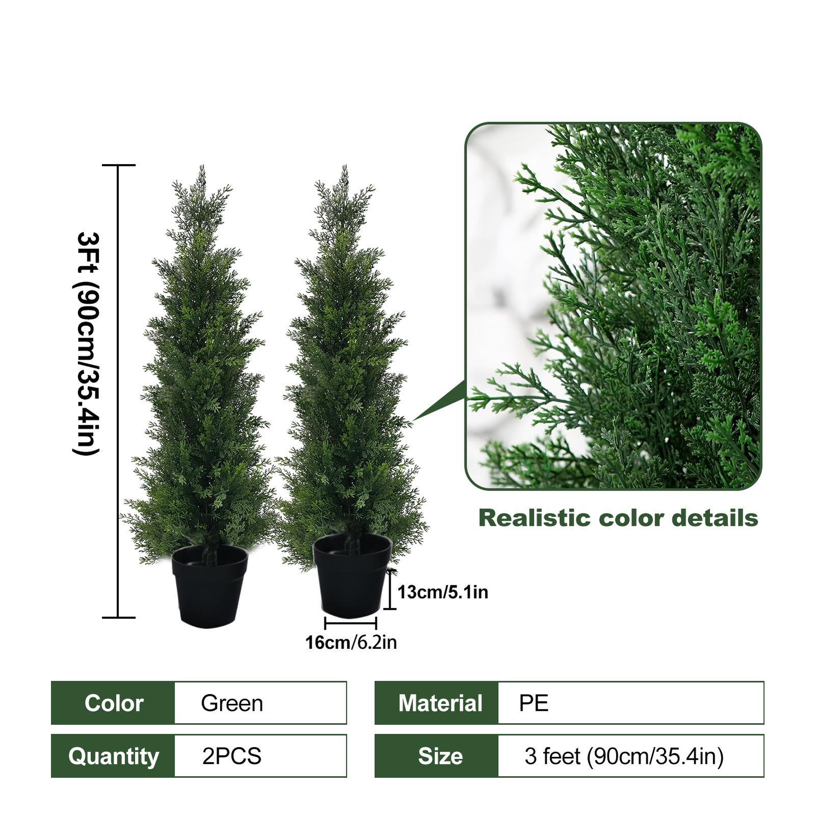 2PCS 3/4/5/6′ Topiary Cedar Pine Artificial Tree Home Decor UV (Indoor/Outdoor)