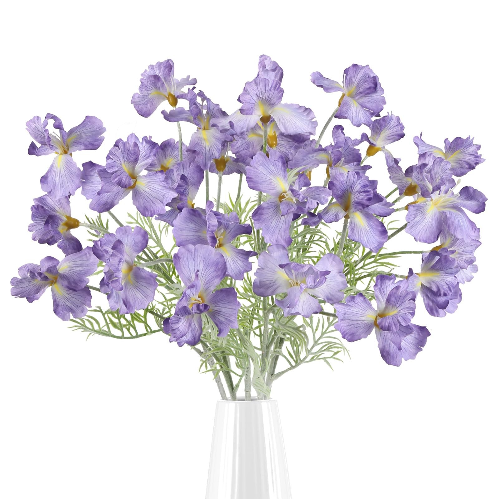 Purple Iris Flowers Artificial 5Pcs 24.8inch Faux Iris Flowers Silk Flower wi…