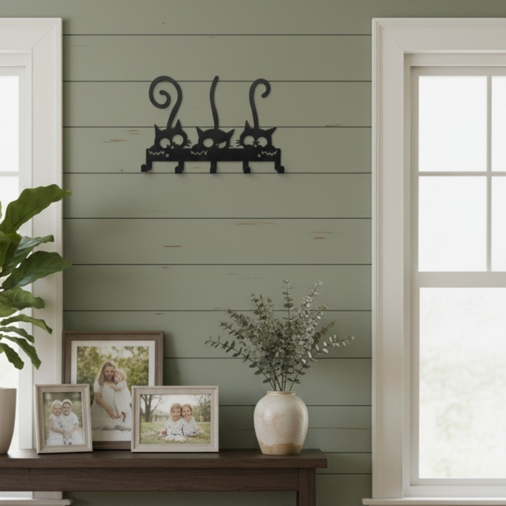 Vintage Black Wall Mounted Metal Coat Rack Hooks for Hats Keys Organization