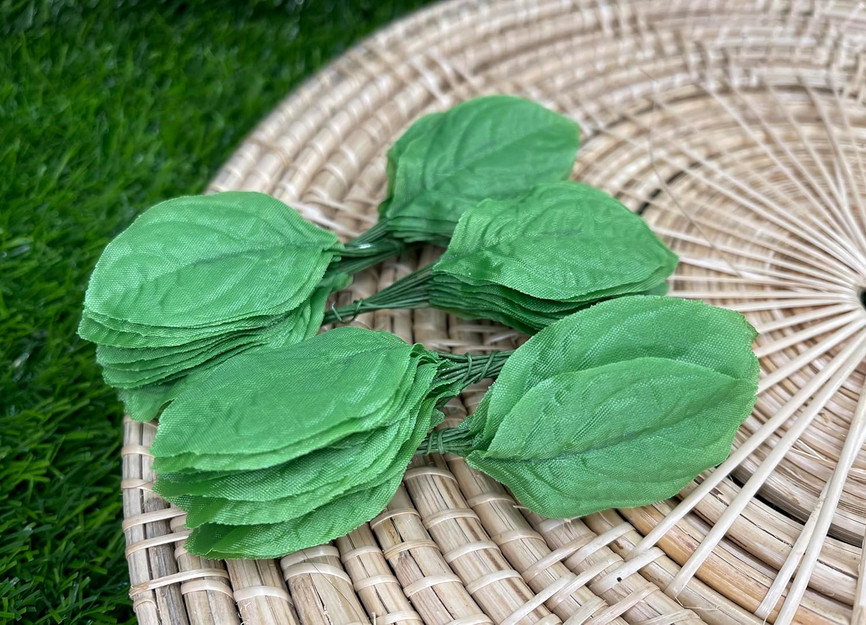 Fake Leaves Jasmine Leaves Fabric Artificial Leaf with Wire Stem Clips Size#2