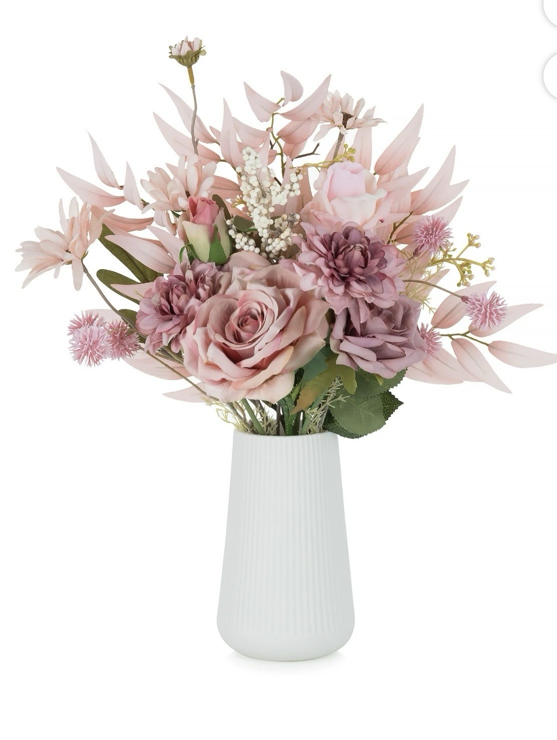Nuptio Fake Flowers in Vase Centerpieces: Artificial Faux Flower in Ceramic Vase