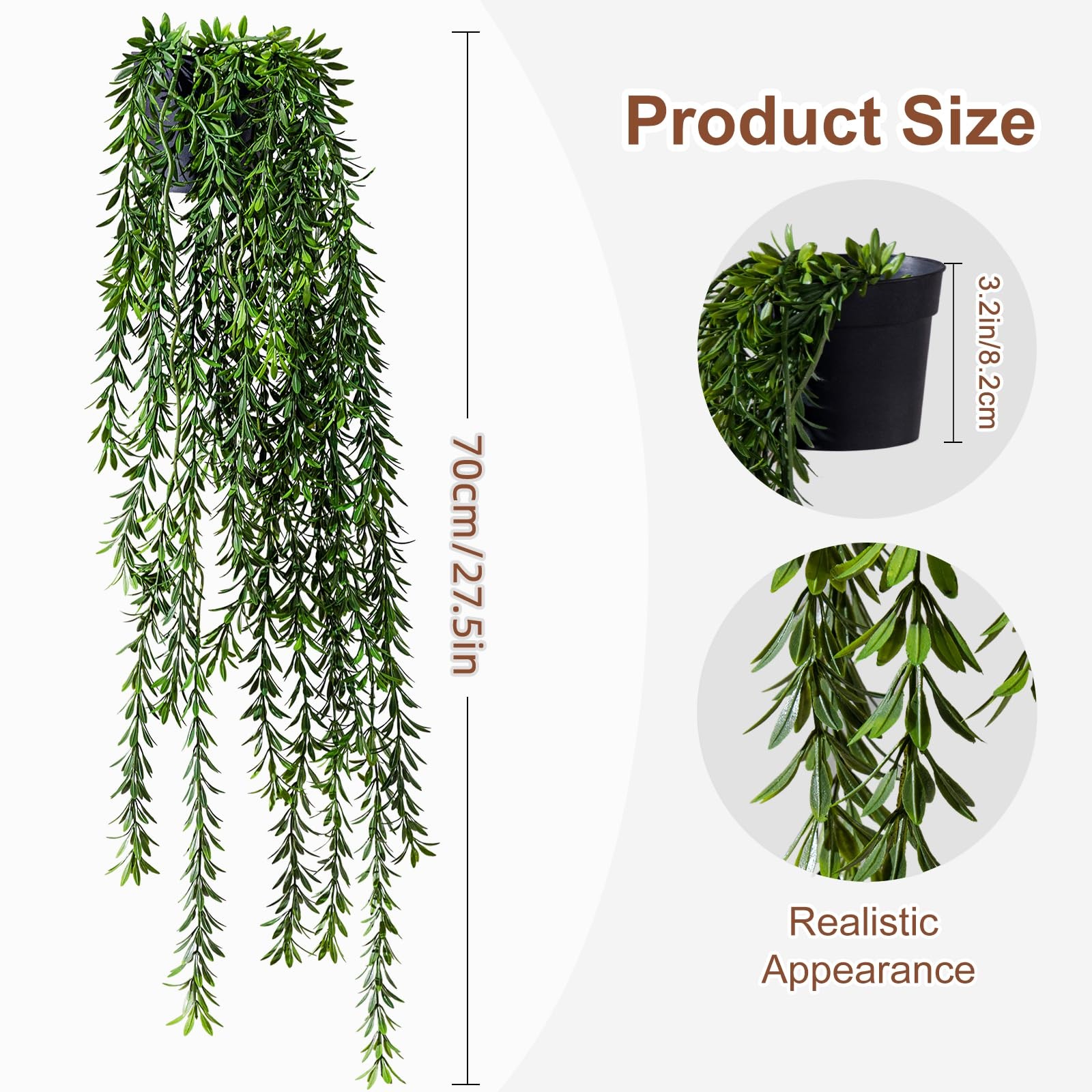 Artificial Hanging Plant 2 Pcs Faux Plant Ivy Vine Faux Eucalyptus Vines Fake…