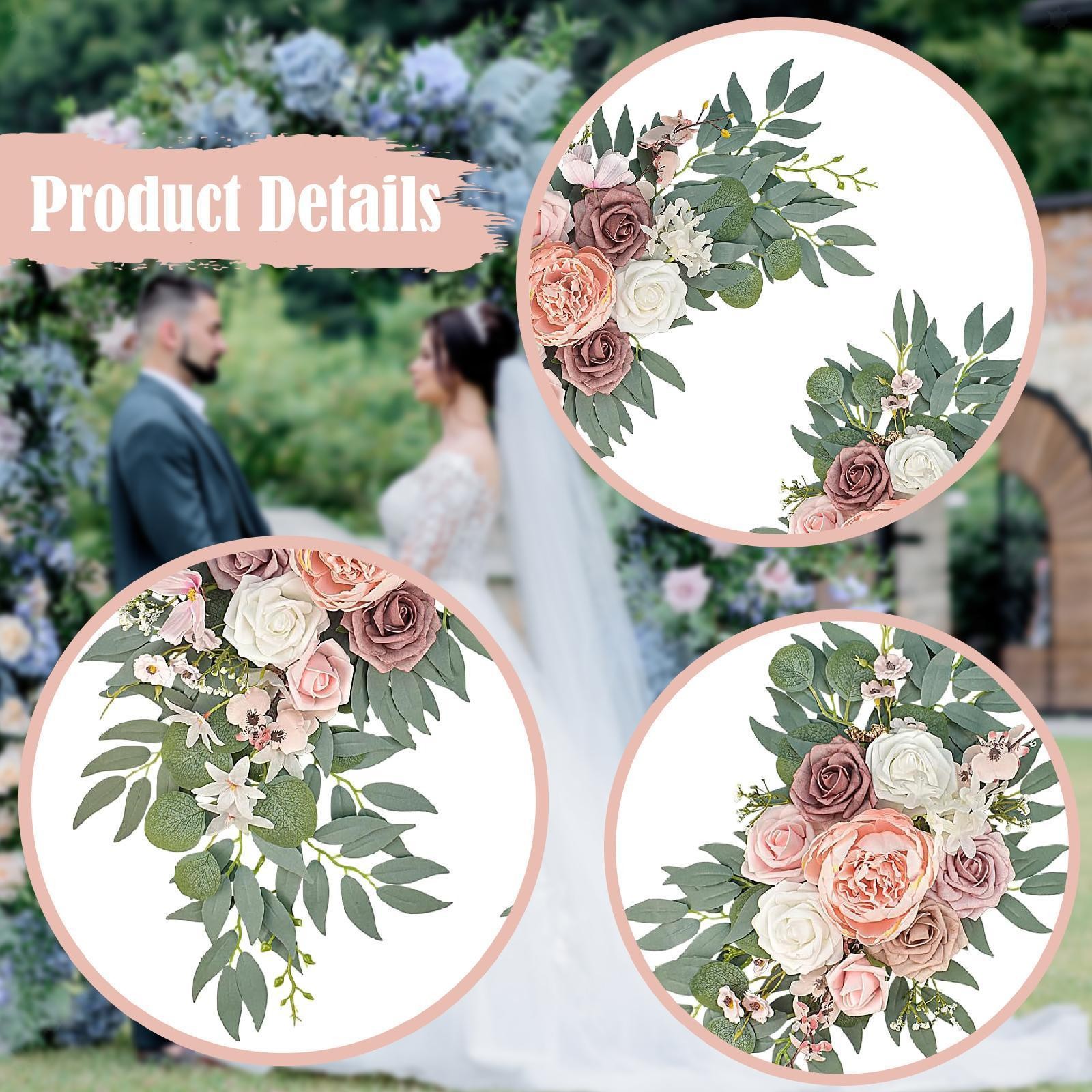 2Pcs Wedding Arch Flowers Welcome Signs Floral Swag for Party Holiday Window