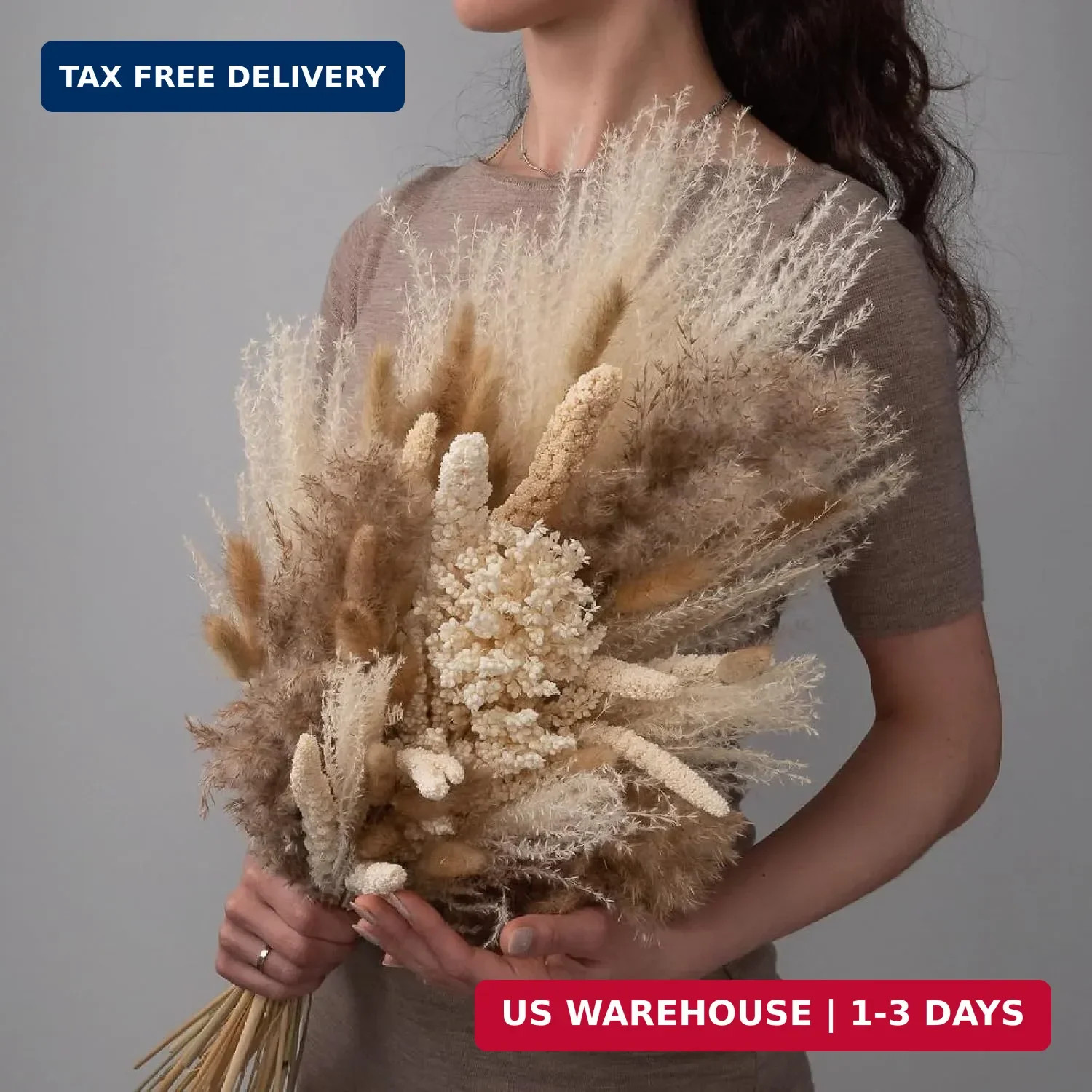 180 PCS Bunny Tails Dried Pampas Grass Decor, 17” Brown Pampas Grass, Natural R