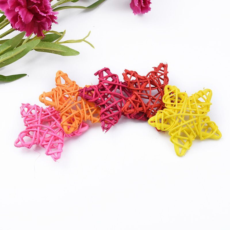 10pcs Artificial Star Straw Wedding Accessories Christmas Decorations Home Gift