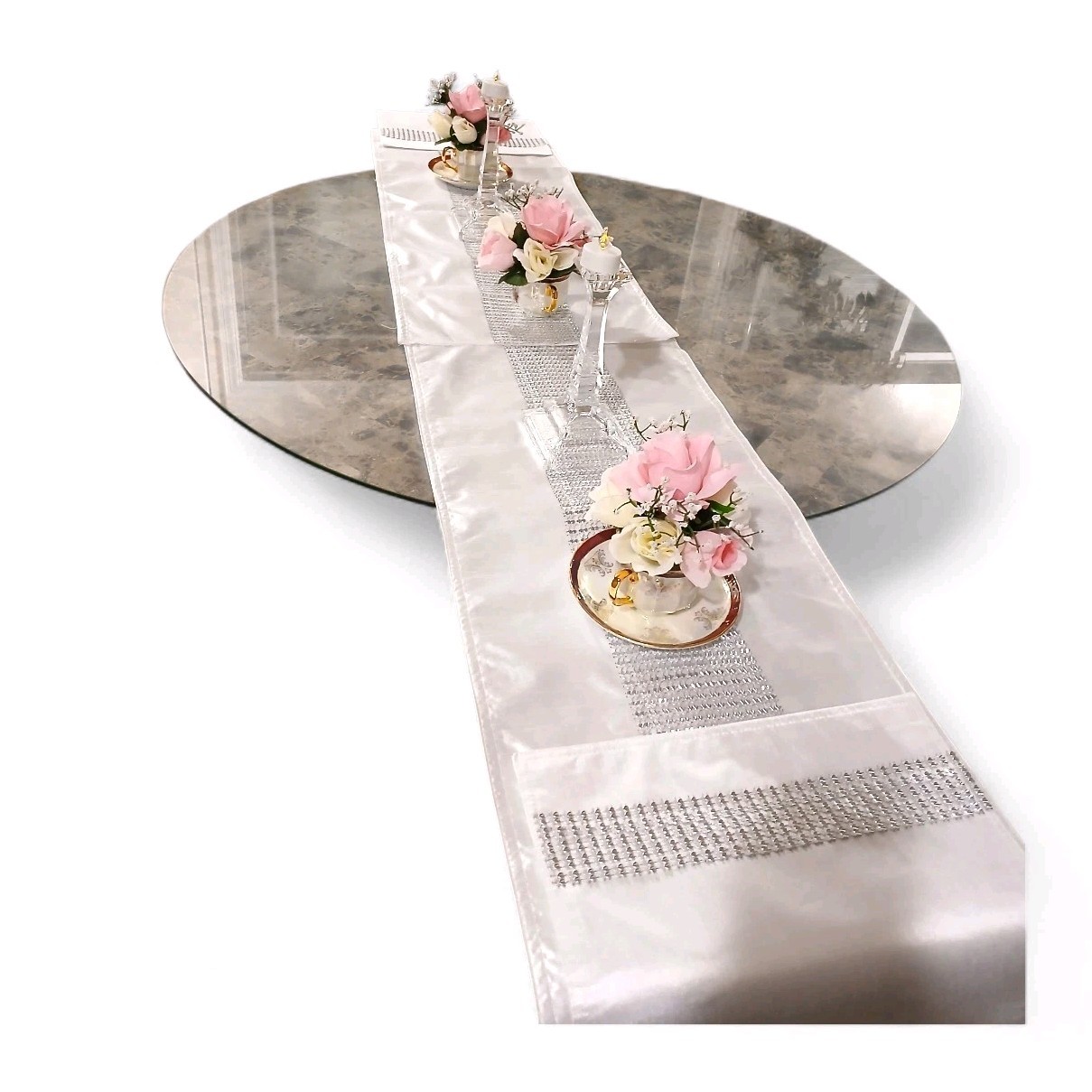 Bridal Pink & White Roses Floral Arrangement Tea Party Cup POP-IN Birthday Love
