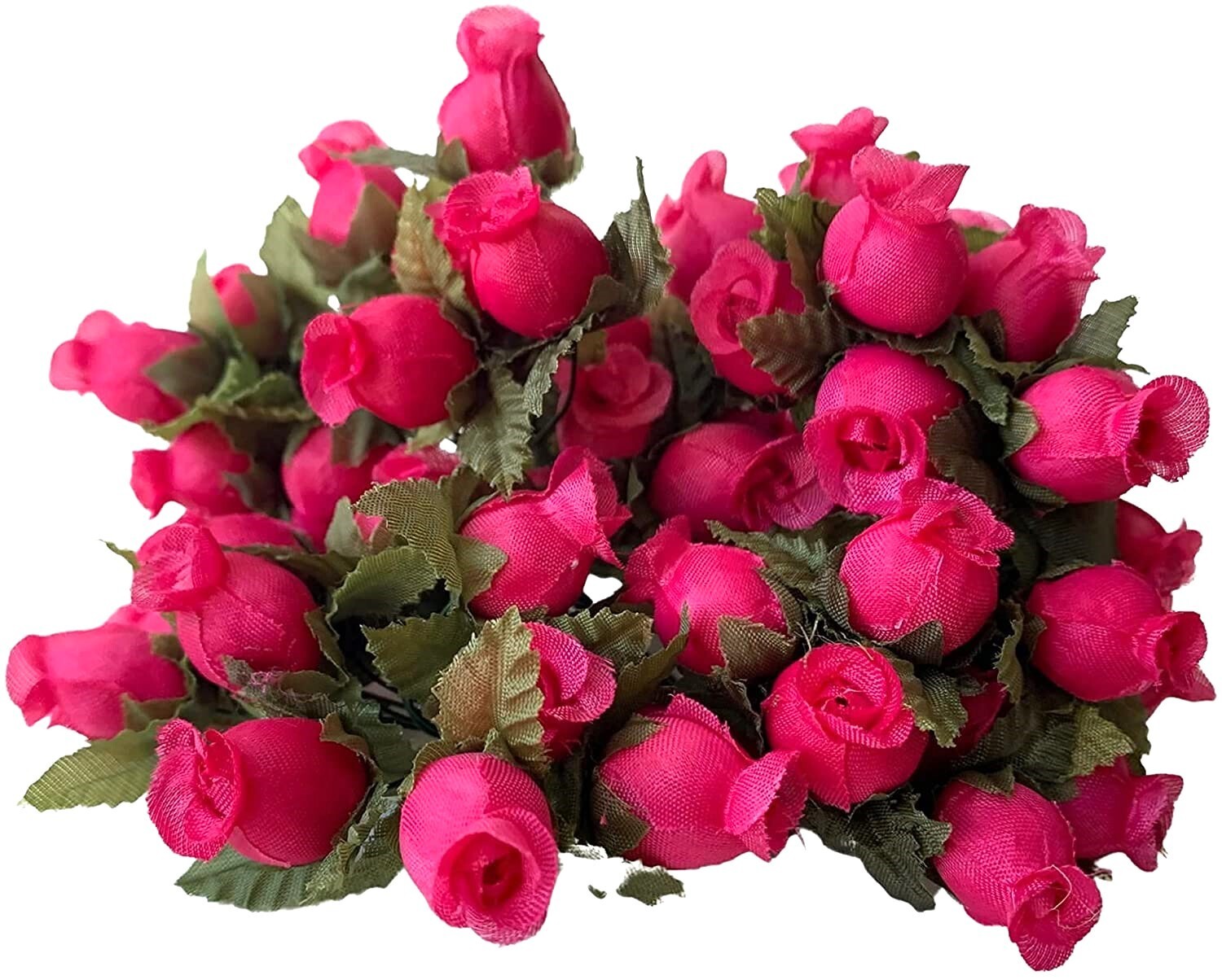 Hot Pink Artificial Silk Flower Roses -12 Mini Bouquets of 12 Rosebuds 144 Total