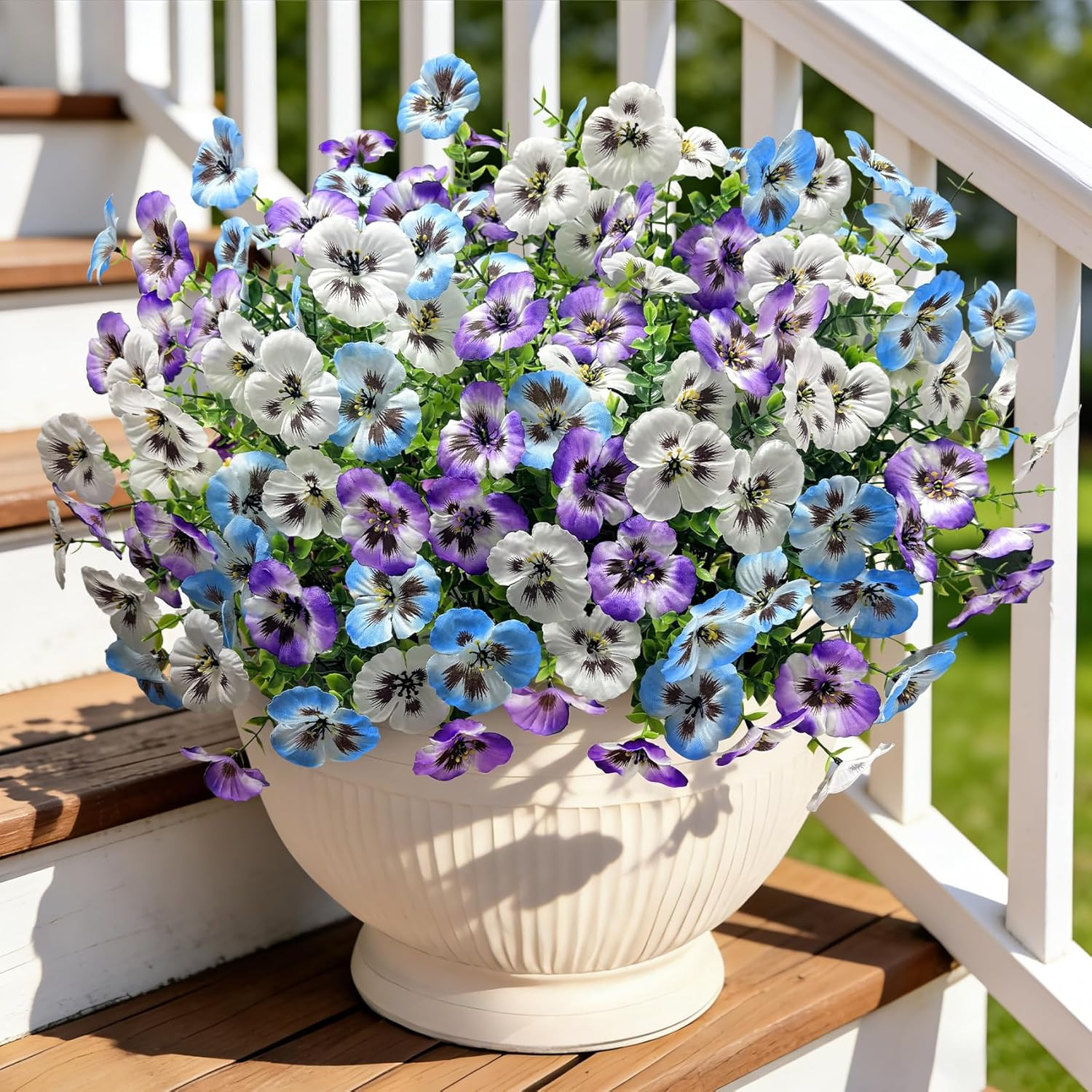 Ouddy Decor 20 Bundles Artificial Pansy Flowers for Outdoors, Fake Silk Flowers