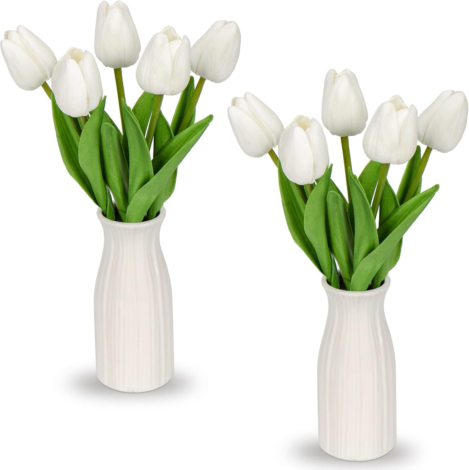 10-20× White Artificial Tulip Fake Flowers Real Touch Pop Wedding Home Decor US