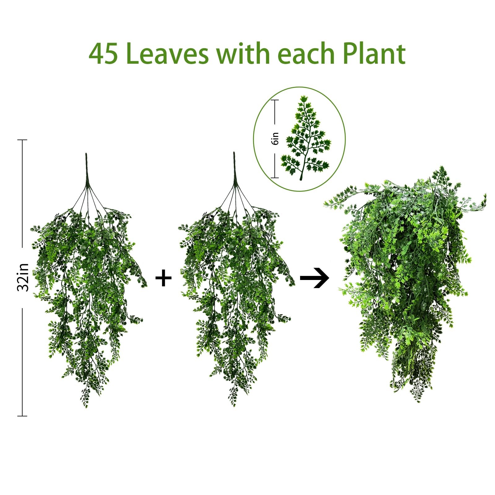 Garland Hanging Vines 3 PC Artificial Leaves Fake Greenery Faux Plants Realis…