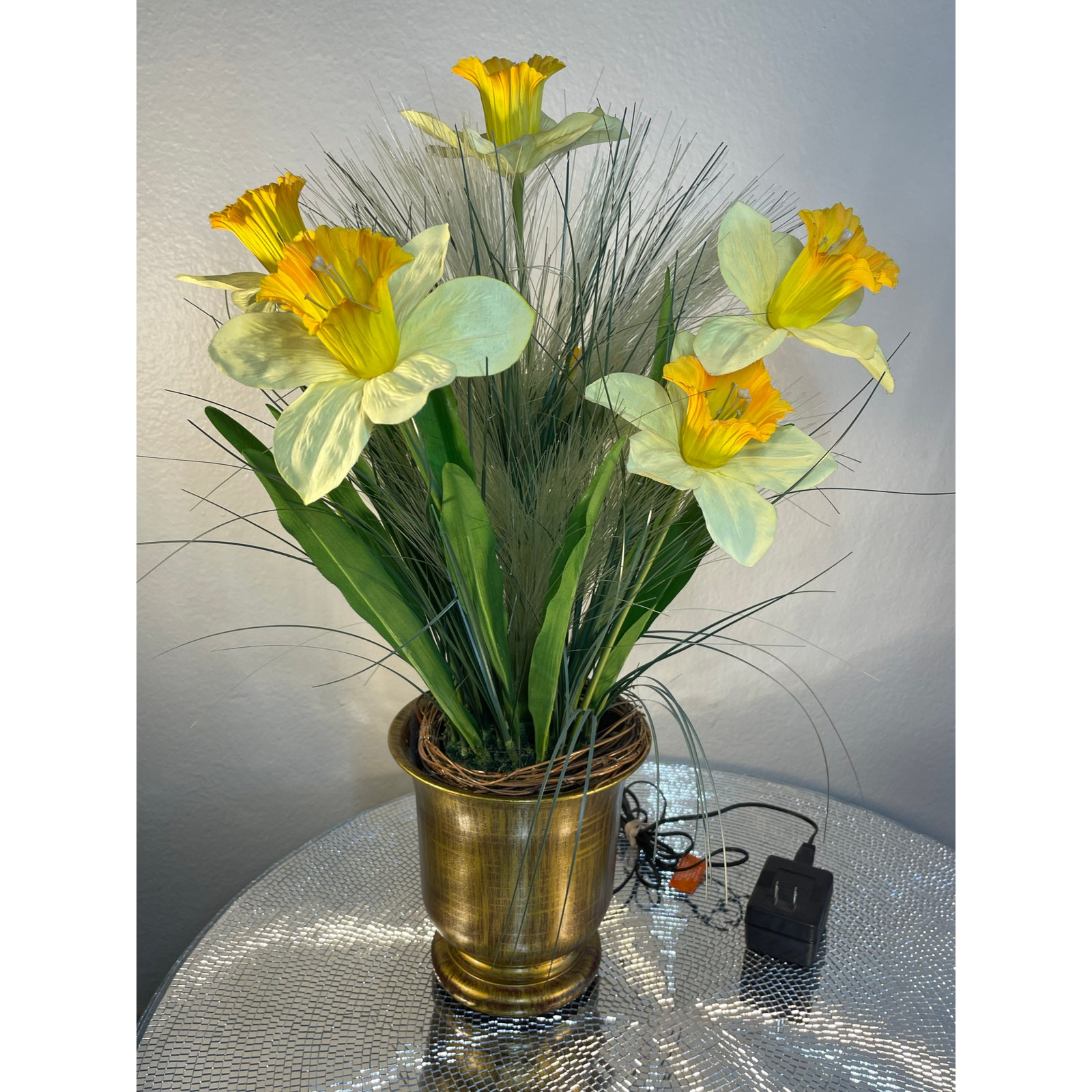 vintage optical fiber floral bouquet Yellow Daffodils