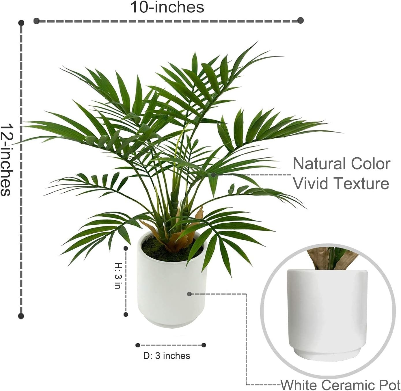 Chic 12″ Artificial Palm Plant in Stylish White Pot – Perfect Housewarming Gift