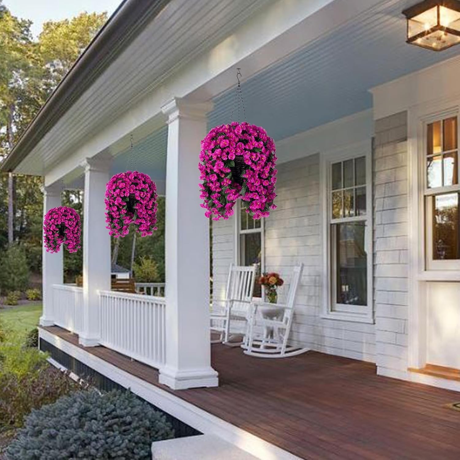 Artificial Fake Hanging Flowers Plants for Outdoor Outside Decoration, 2PCS F…