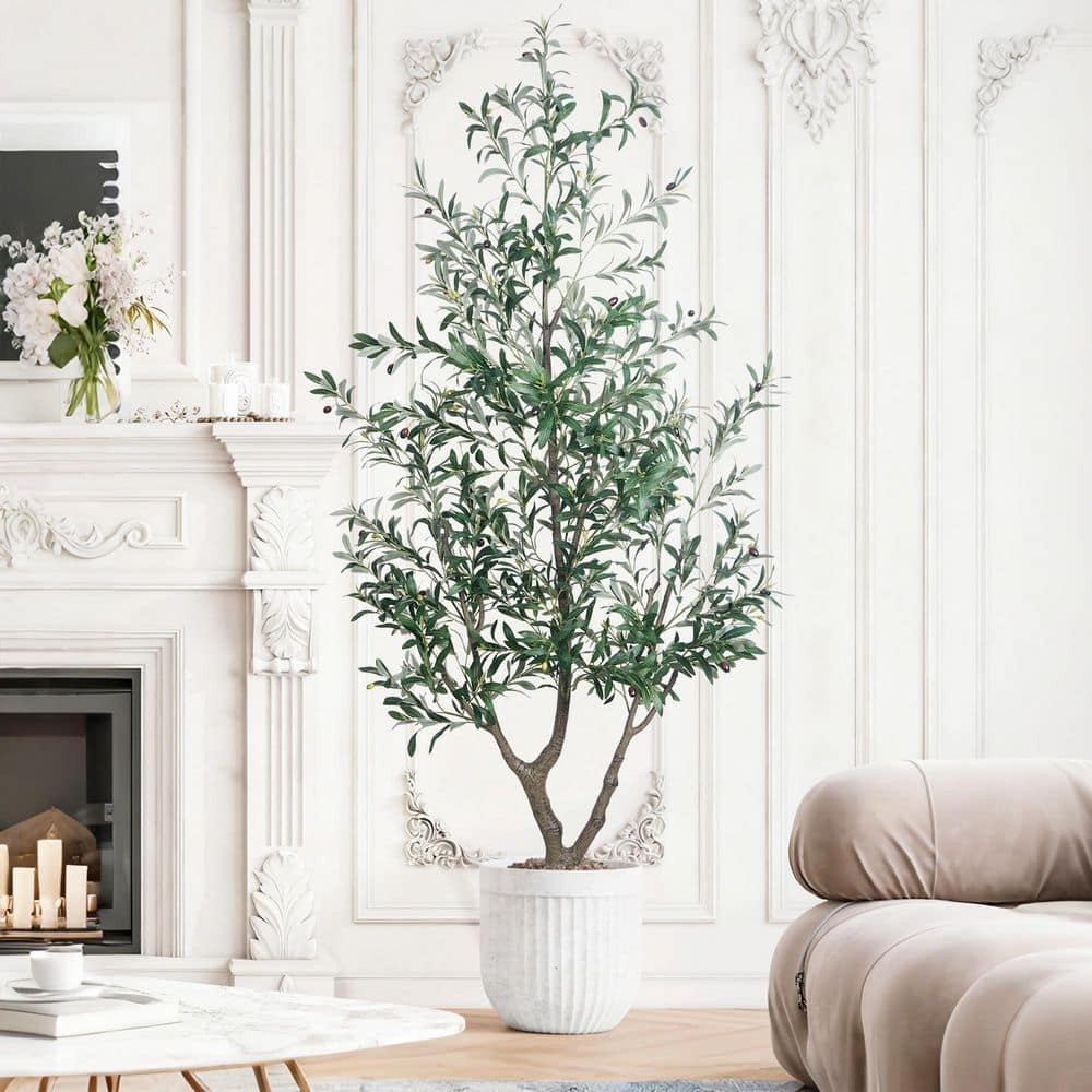 7 Ft. Artificial Olive Tree Faux Plant in Pot for Indoor and Outdoor Decor New