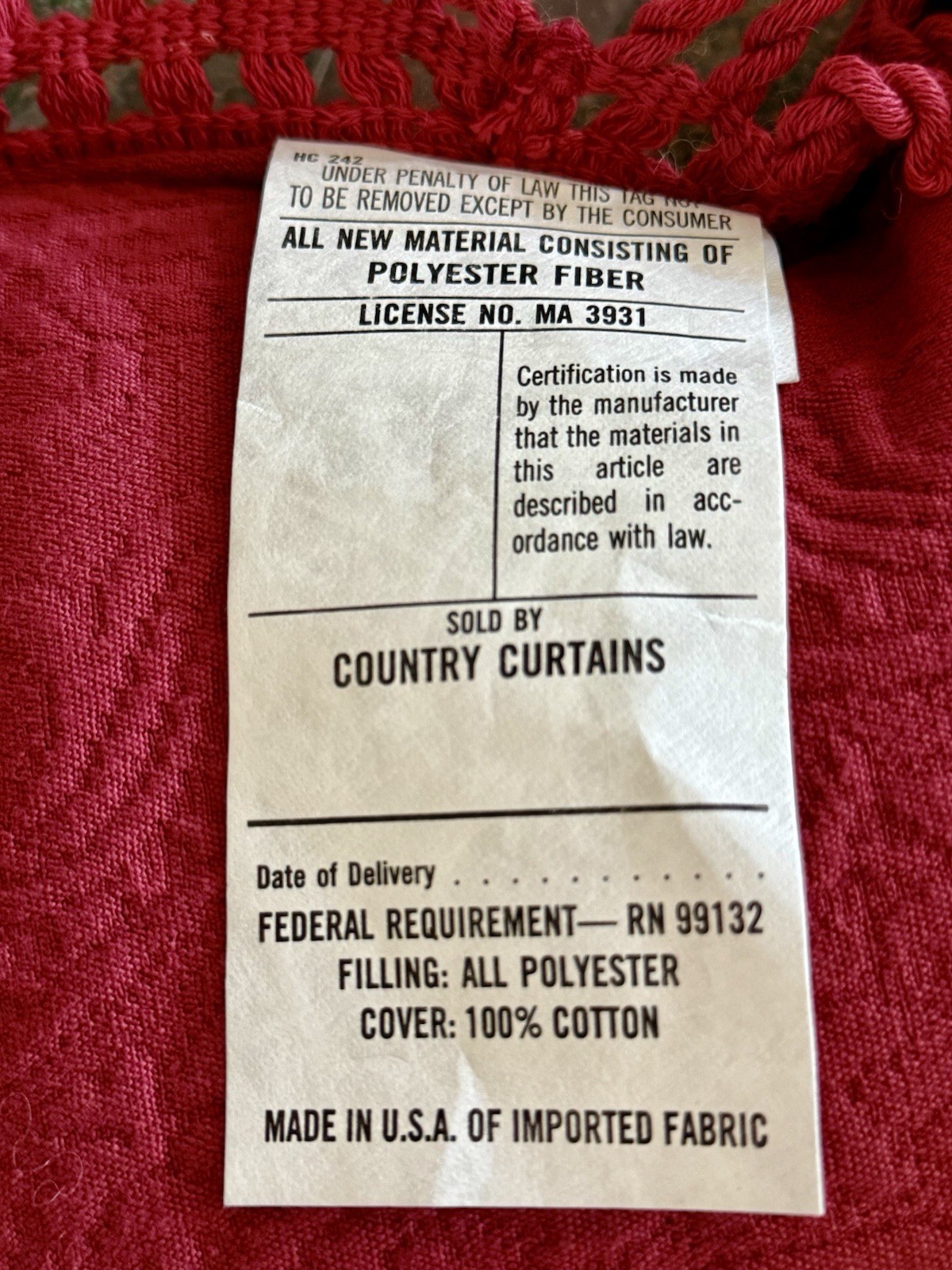 3 Country Curtains Pillows & Bolster, Fabric Floral Antique & Maroon, NEW