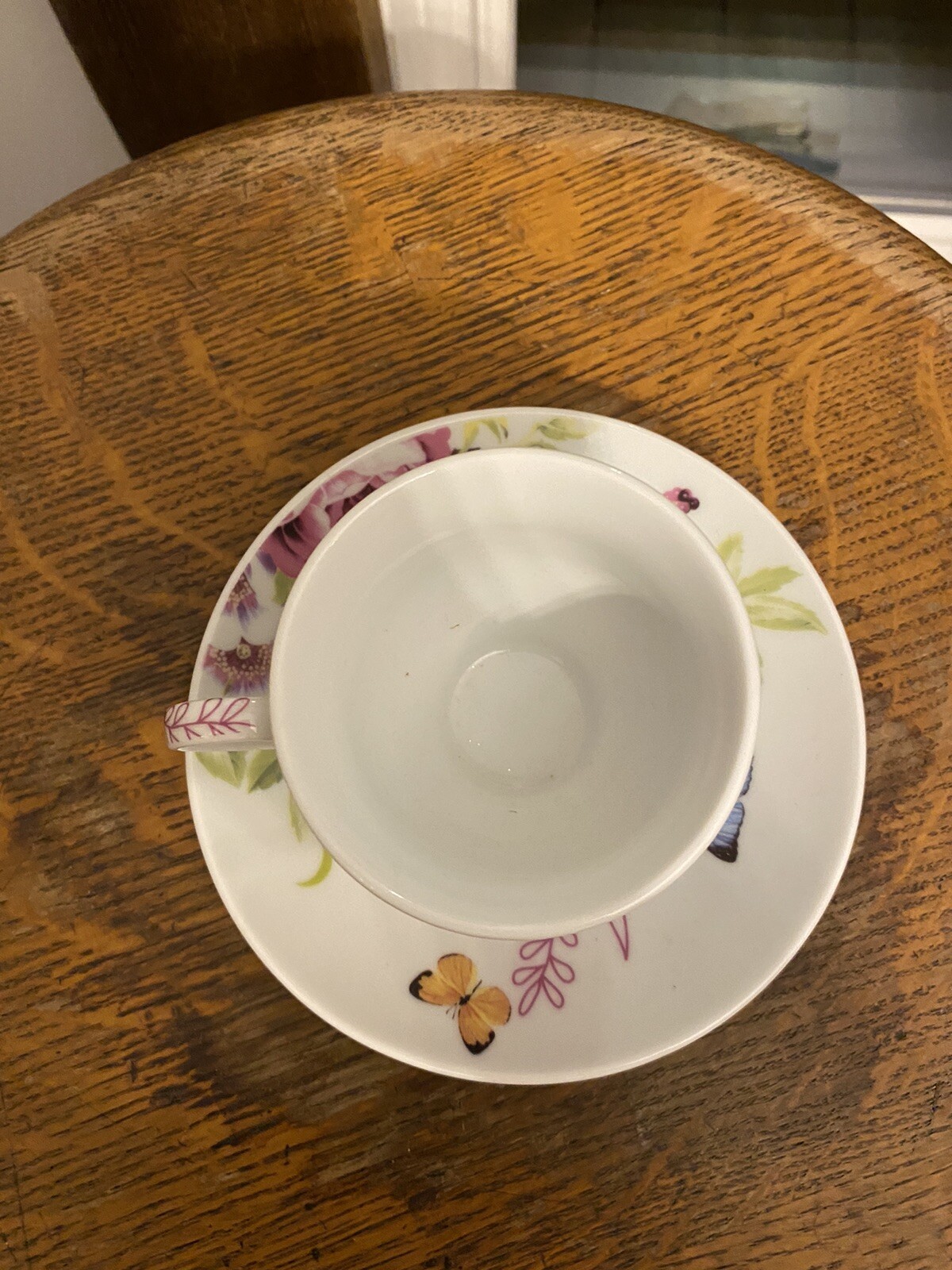 Flower Display – China – Cup Attached To Plate – Vintage Appearance
