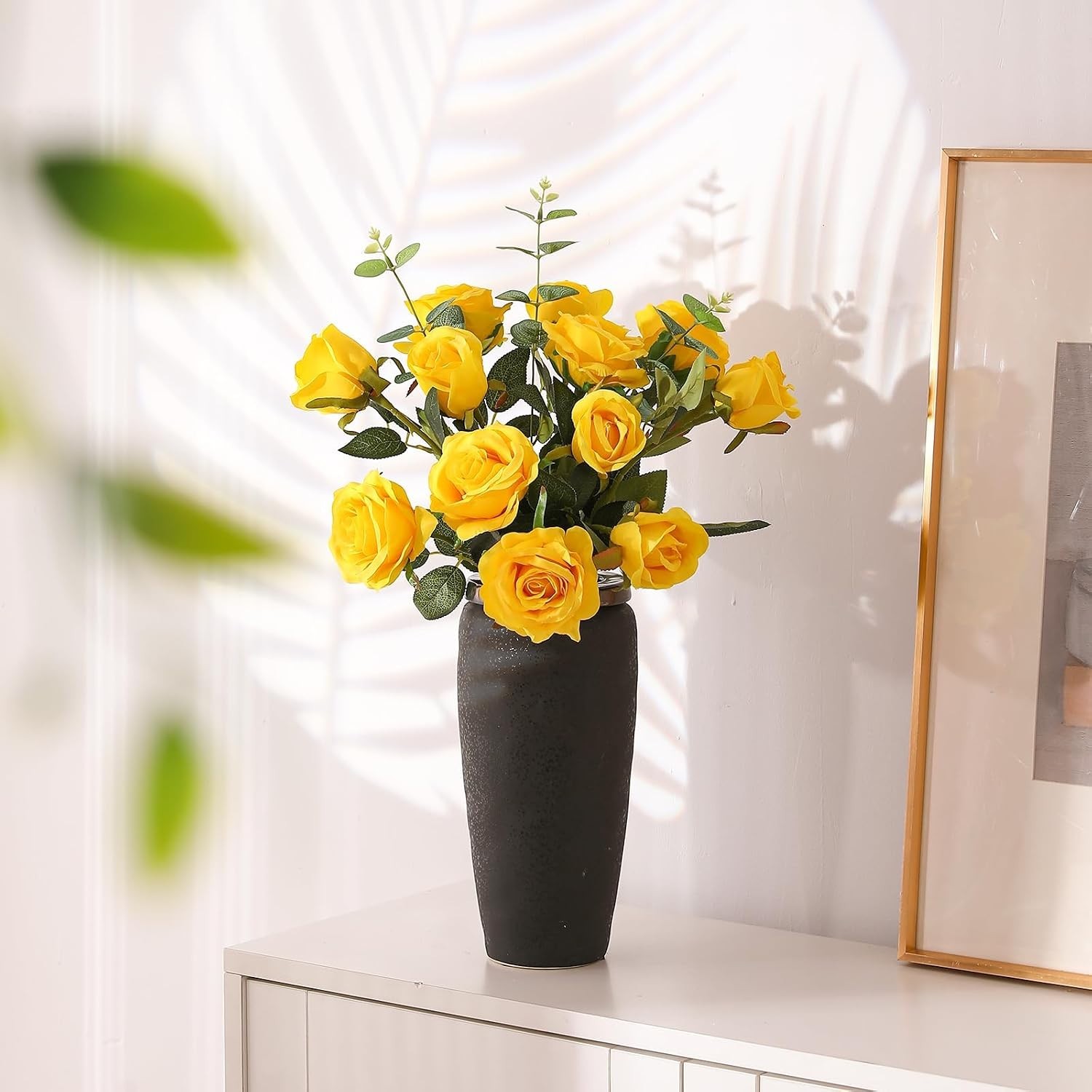 12PCS Artificial Silk Flowers Realistic Roses Bouquet Long Stem for Home Wedd…