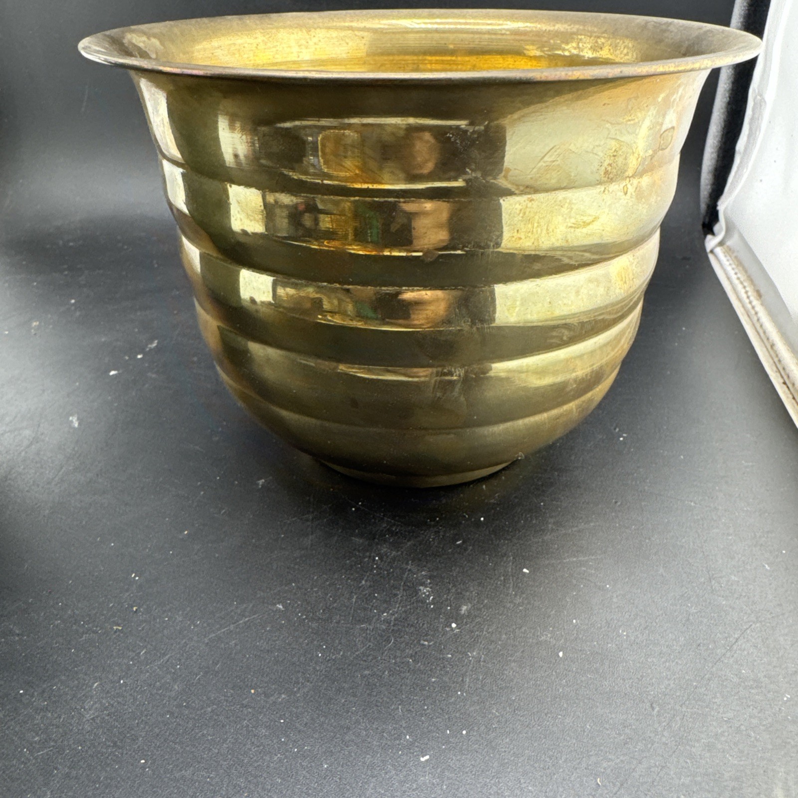 Artificial Pink Rose Plant in Pot with Vintage Brass Planter – Home Decor