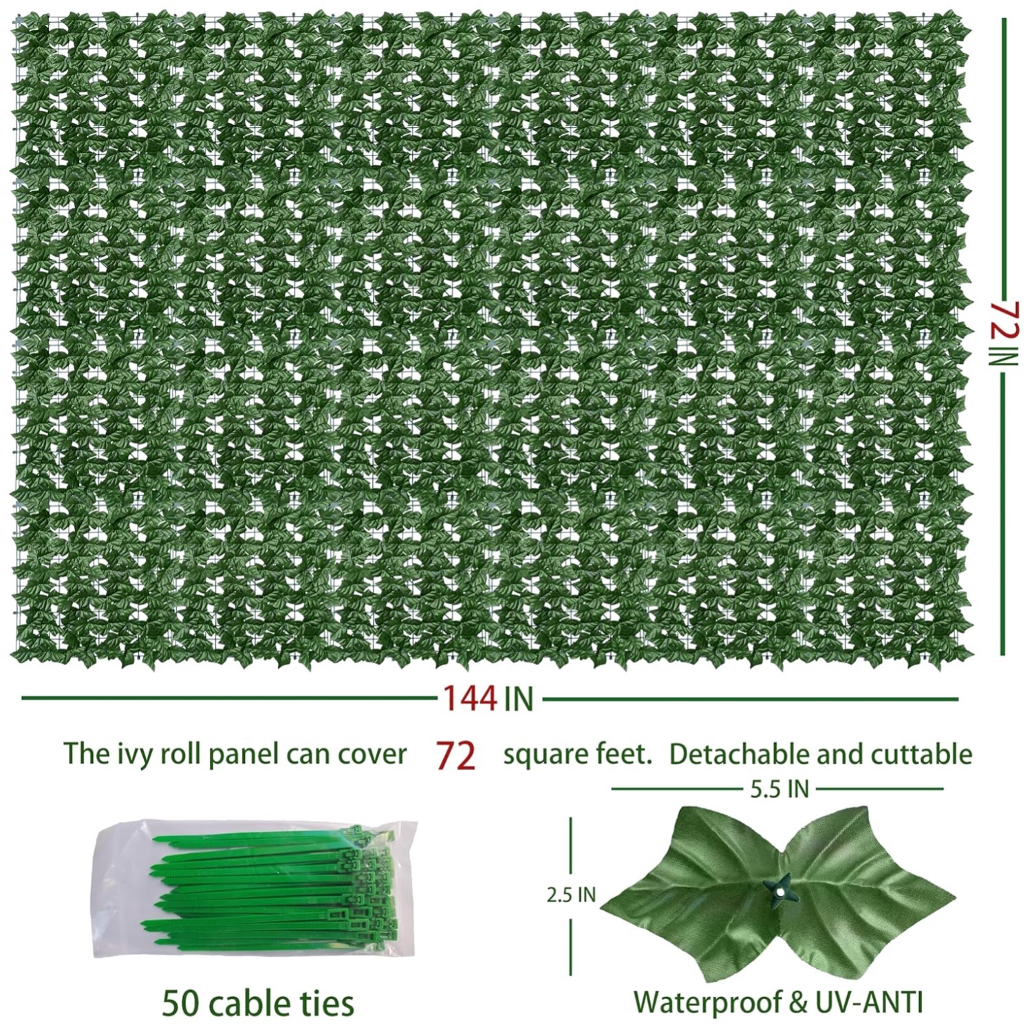 Greenery Backdrop Ivy Fence: UV-Anti Faux Panels – 72 Sq Ft