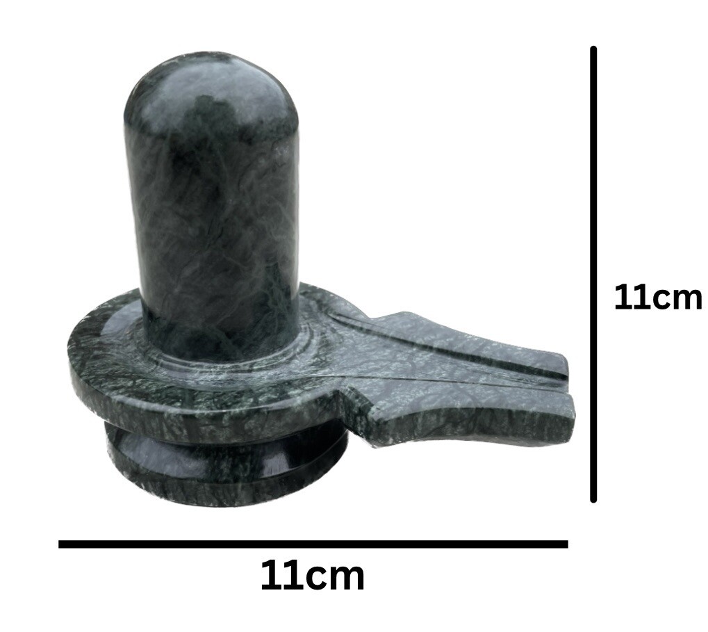Green Marble Shivling 11 cm, Perfect Shivling For Home Pooja, Ling For Abhishek