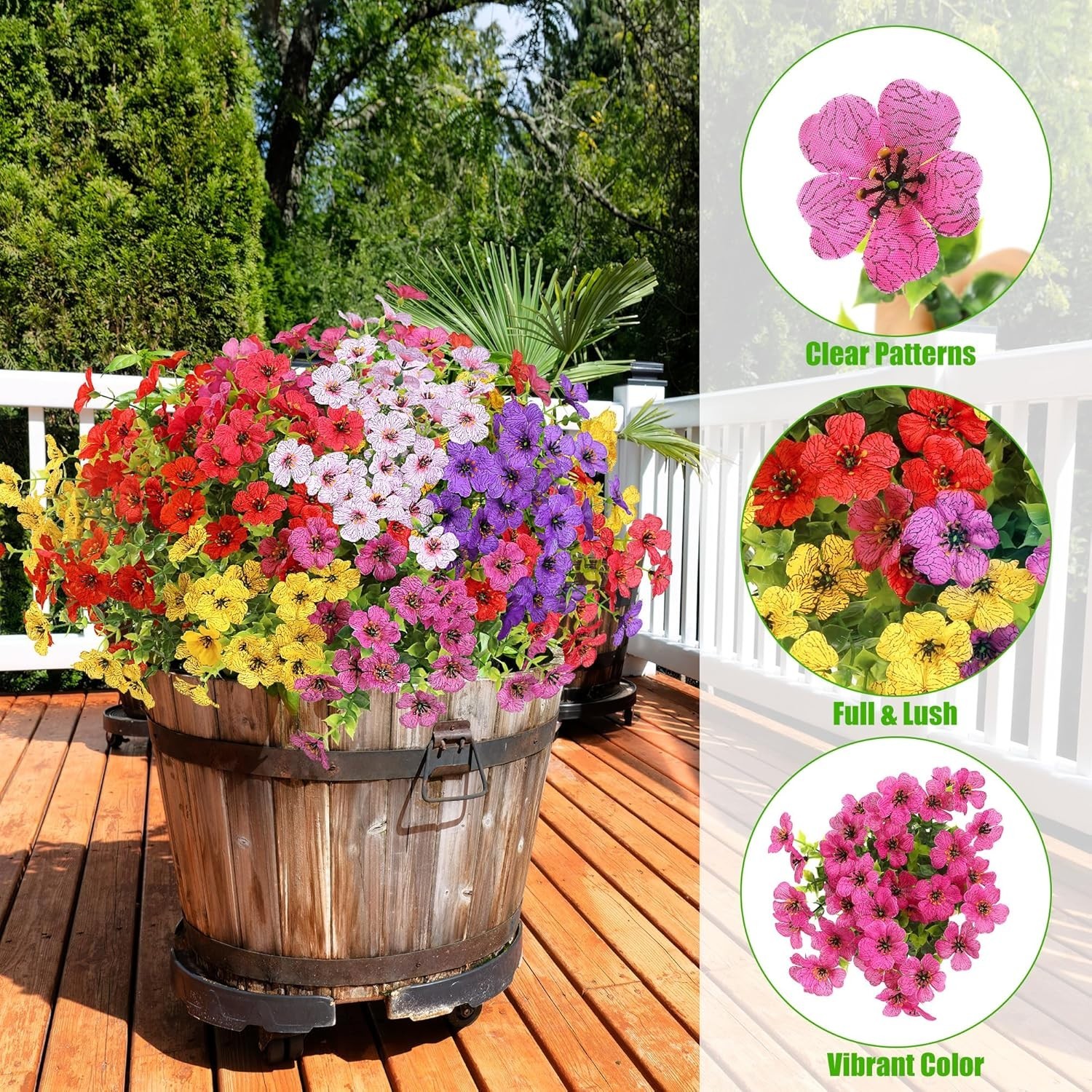 Artificial Flowers for Outdoors 12 Bundles Realistic Faux Plants UV Resistant Fa