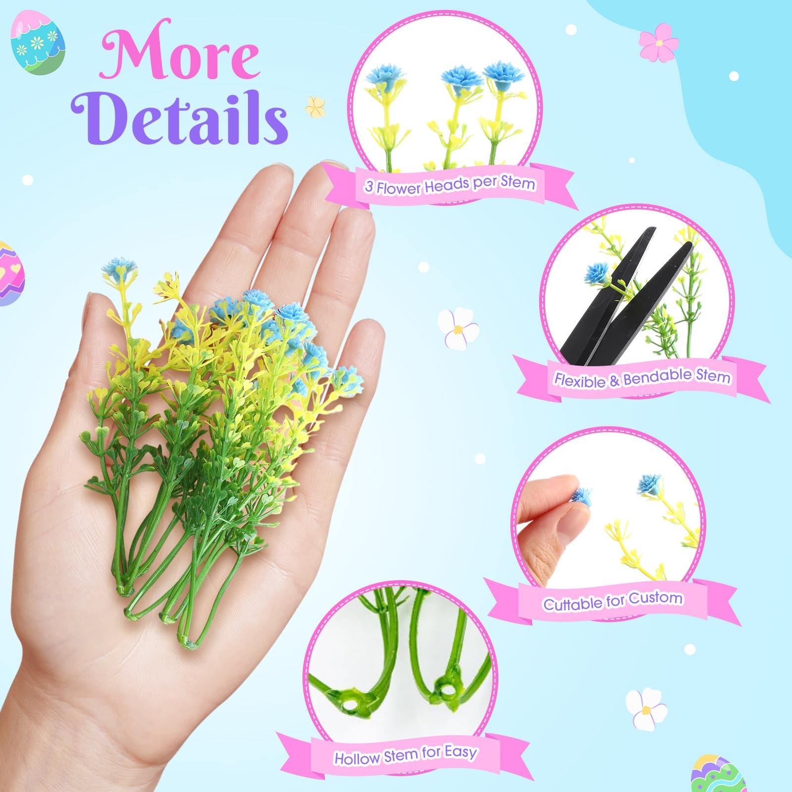 200 PCS Multiple Color 3.74 Inch Baby Breath Artificial Flowers Mini Bulk
