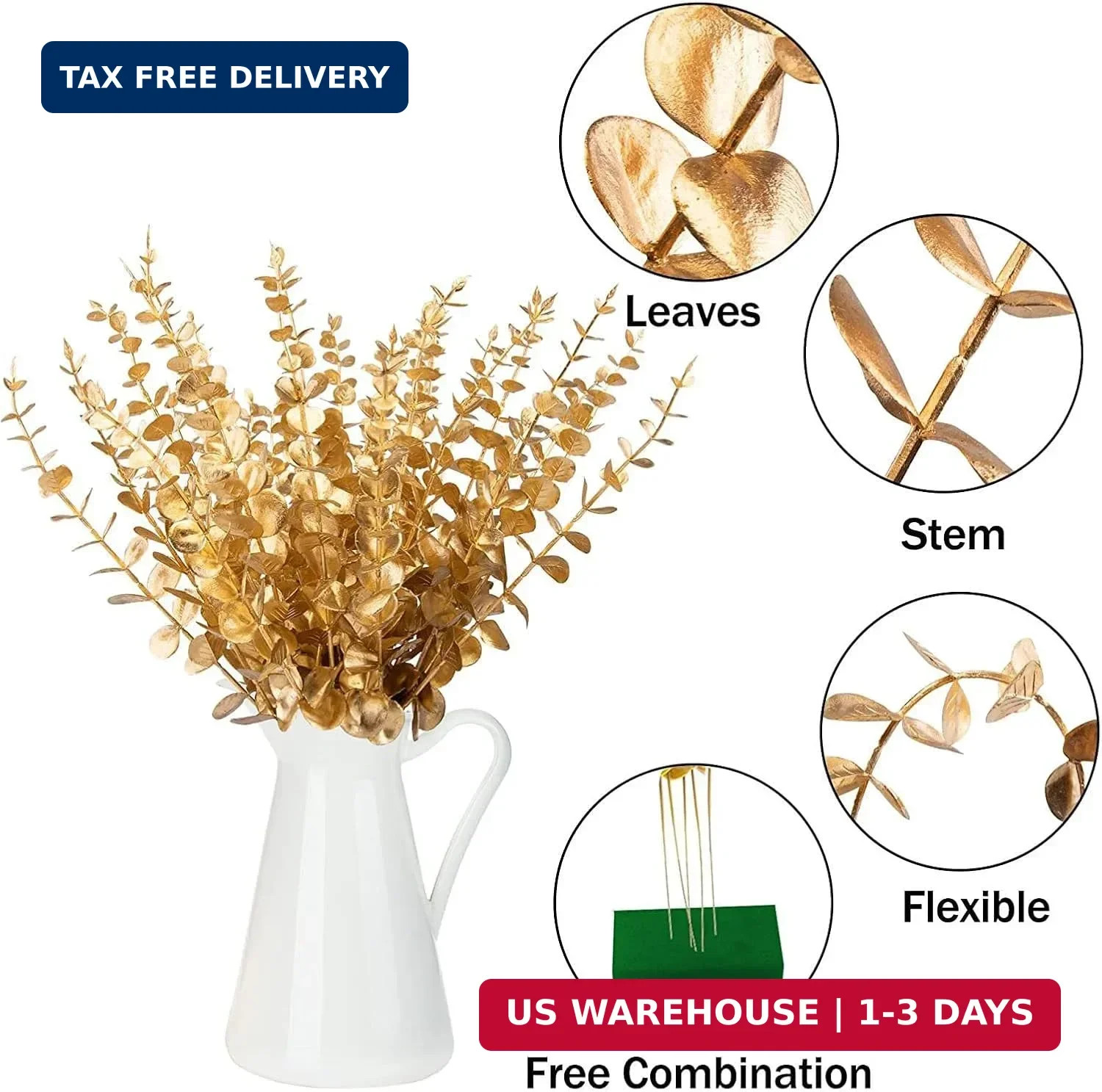 Eucalyptus Stems 12 PCS Artificial Leaves Home Office House Table Decor Wedding