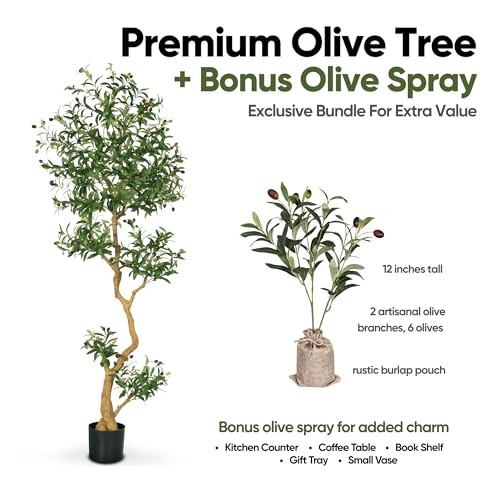 Fake Olive Tree 7.0 Feet – Artificial Plants Indoor, Faux Olive Tree, 7.0 feet