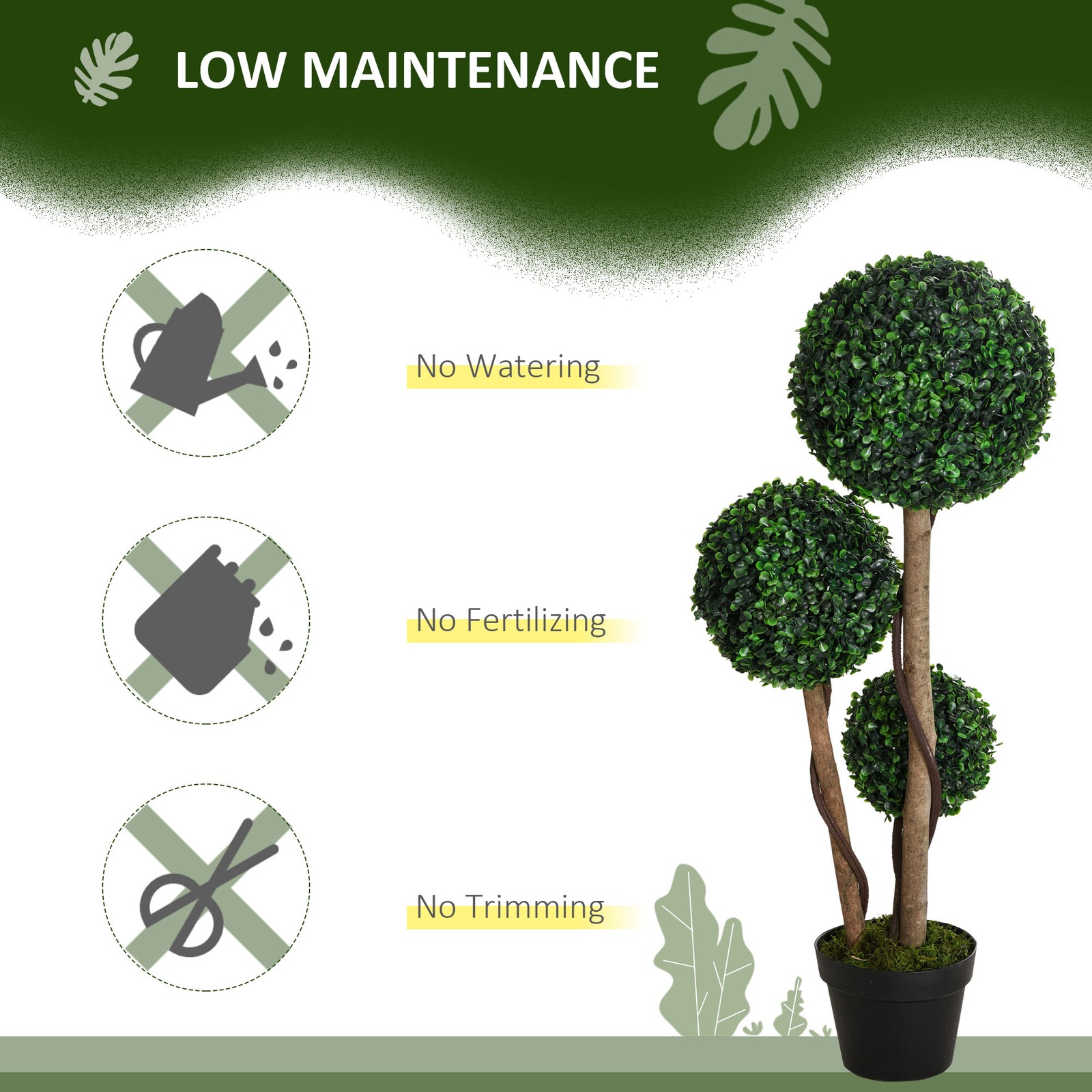 HOMCOM Artificial Tree Ball Boxwood Topiary for Indoor and Outdoor, 35.5″,Used