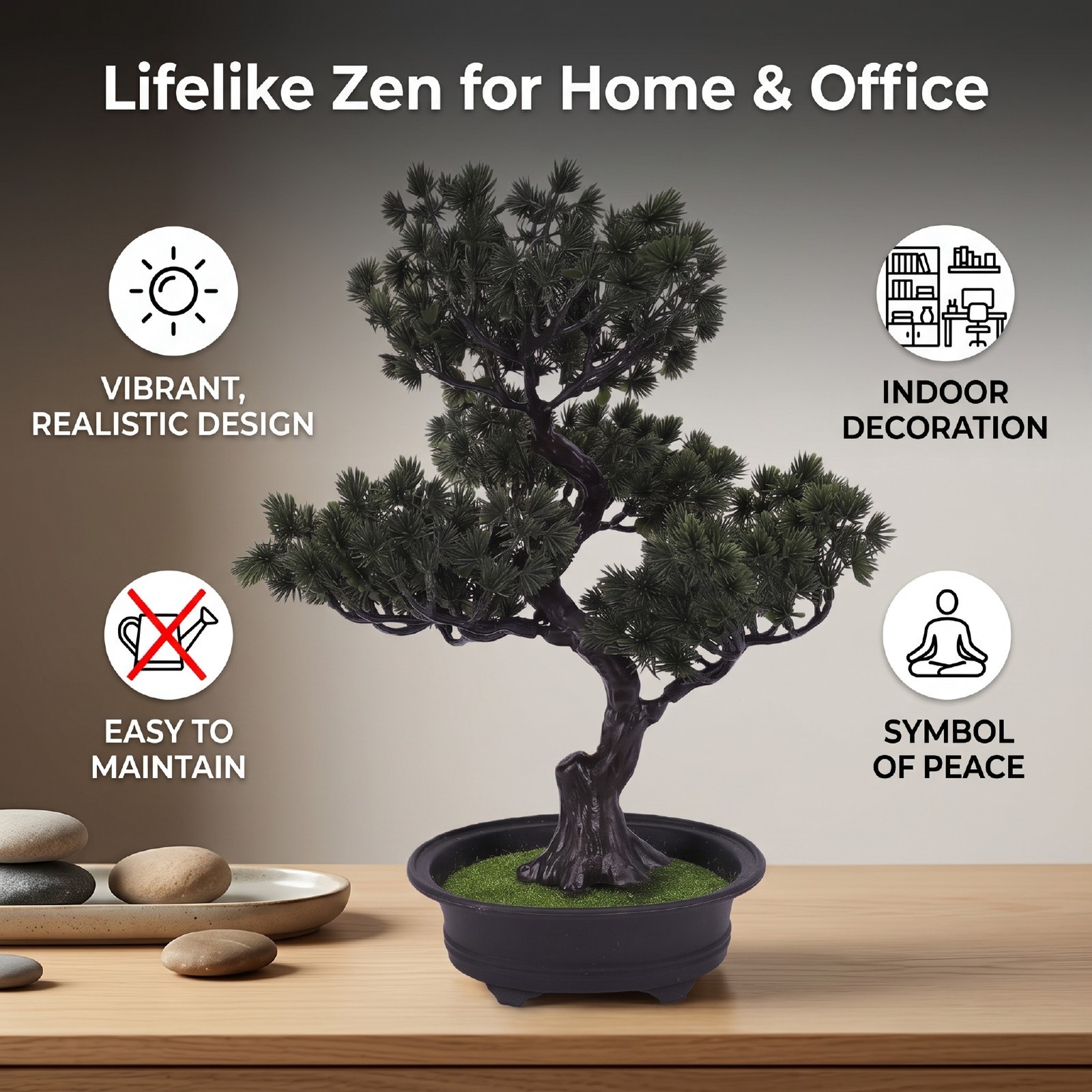 Artificial Bonsai Tree Indoor Small Fake Plant Faux Bonsai Tree Wi CHU