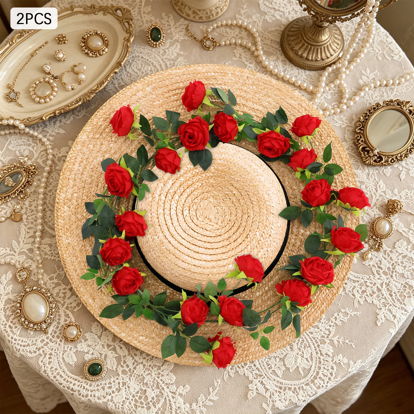 2 Pcs Flower Garland 74.8in Artificial Flower Garland for Wedding Decoration