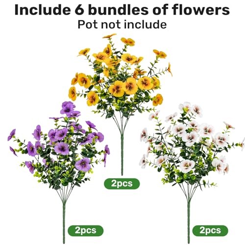 17 Inch Artificial Faux Pansy Flowers for Light Purple,dark Yellow,white